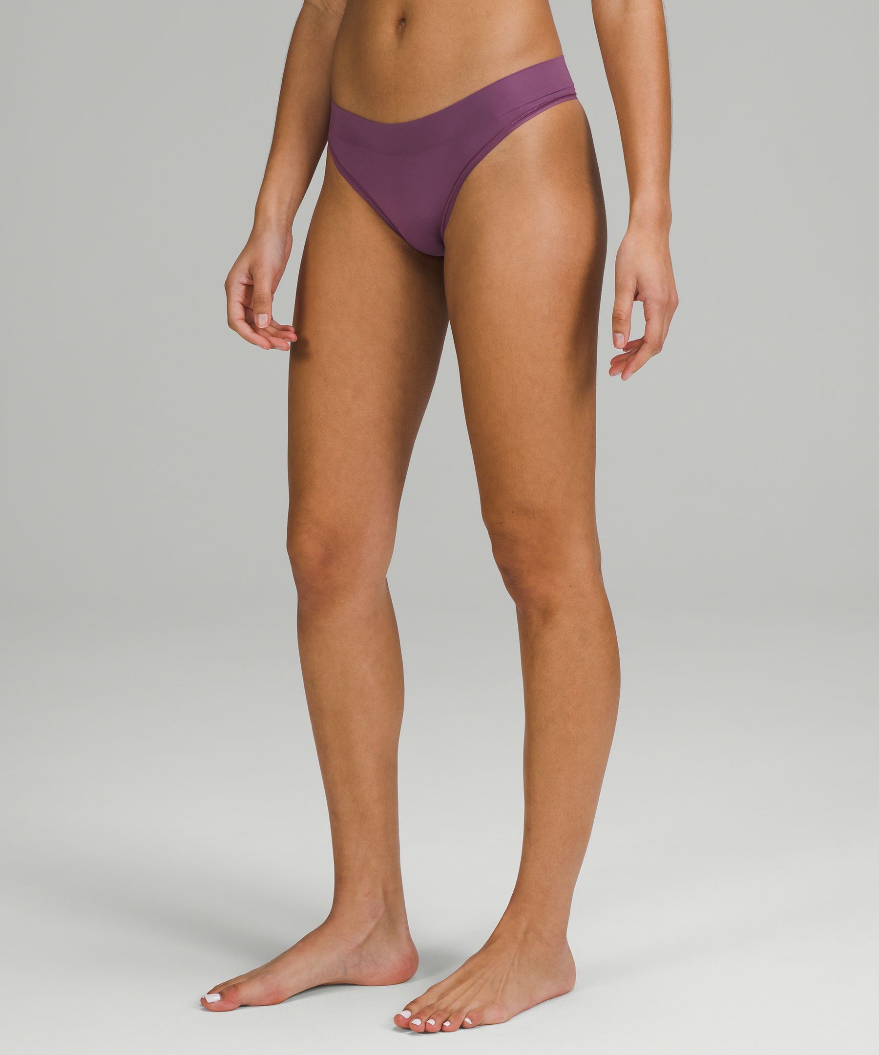 Lululemon Seamless Mid-rise Thong Underwear In Vintage Plum