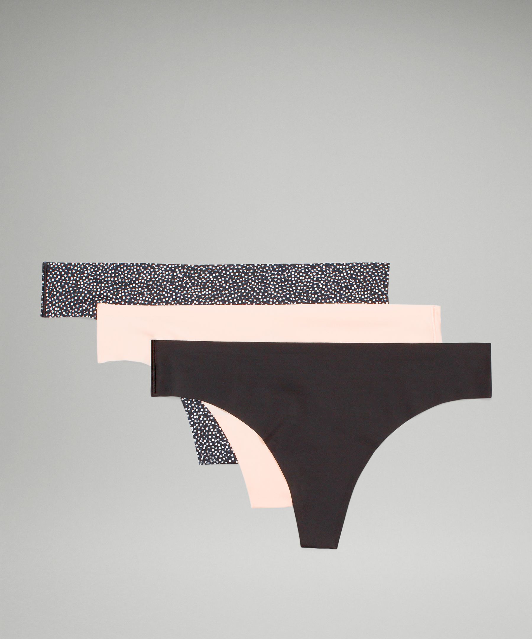 Lululemon Invisiwear Mid-rise Thong Underwear 3 Pack In Double Dimension Starlight Black/butter Pink/black