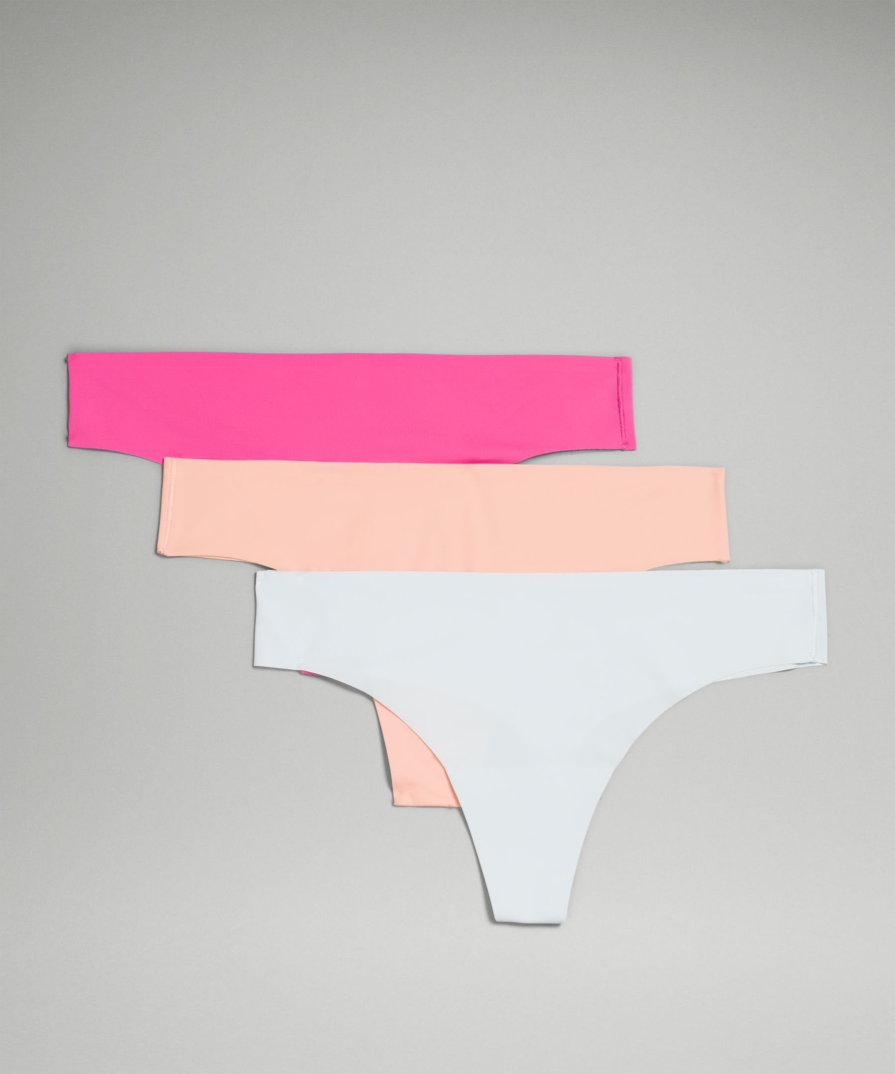 Lululemon InvisiWear Mid-Rise Thong Underwear 3 Pack - Double Dimension  Starlight Black / Butter Pink / Black - lulu fanatics