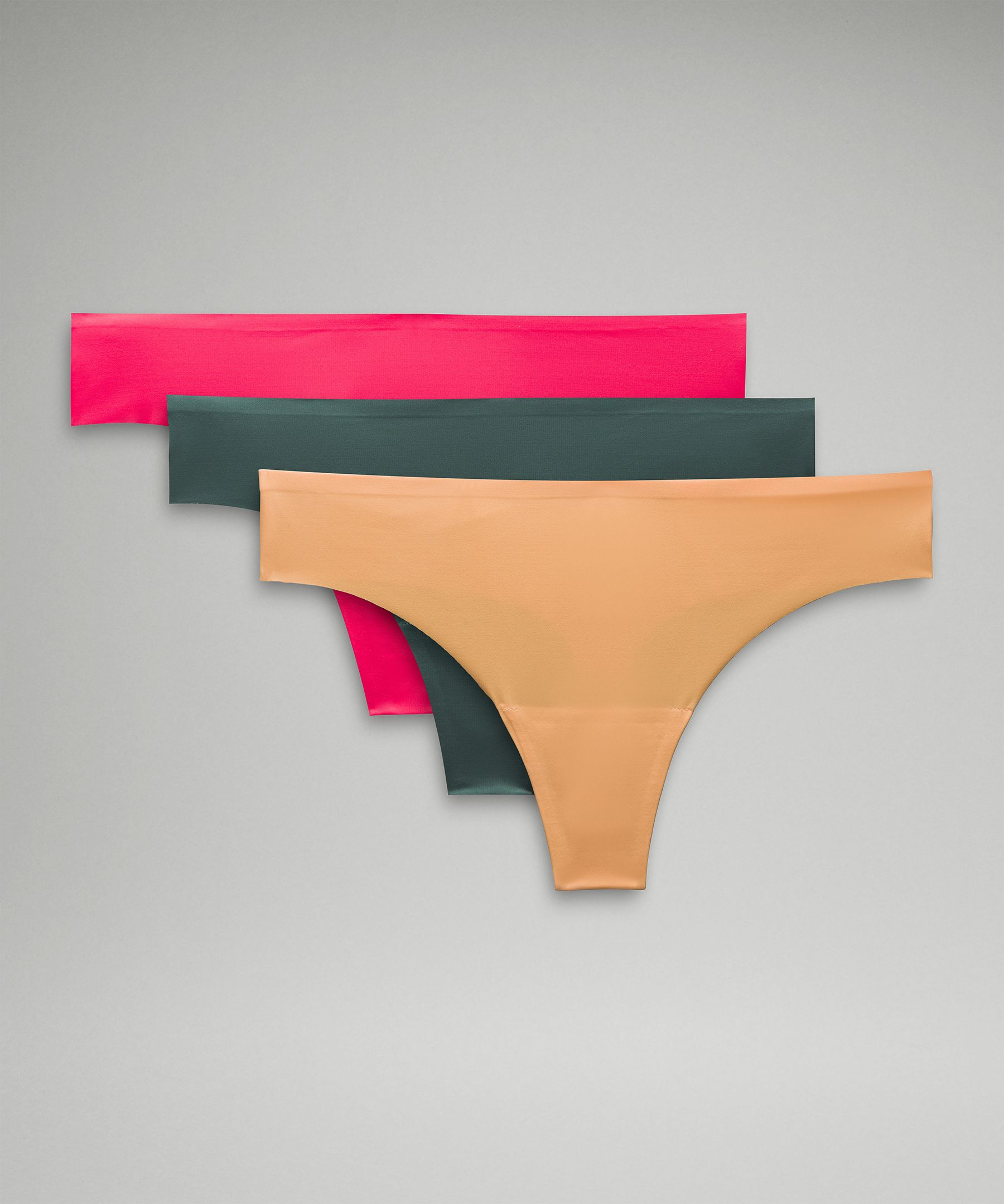 Lululemon InvisiWear Mid-Rise Thong Underwear 3 Pack - Double Dimension  Starlight Black / Butter Pink / Black - lulu fanatics