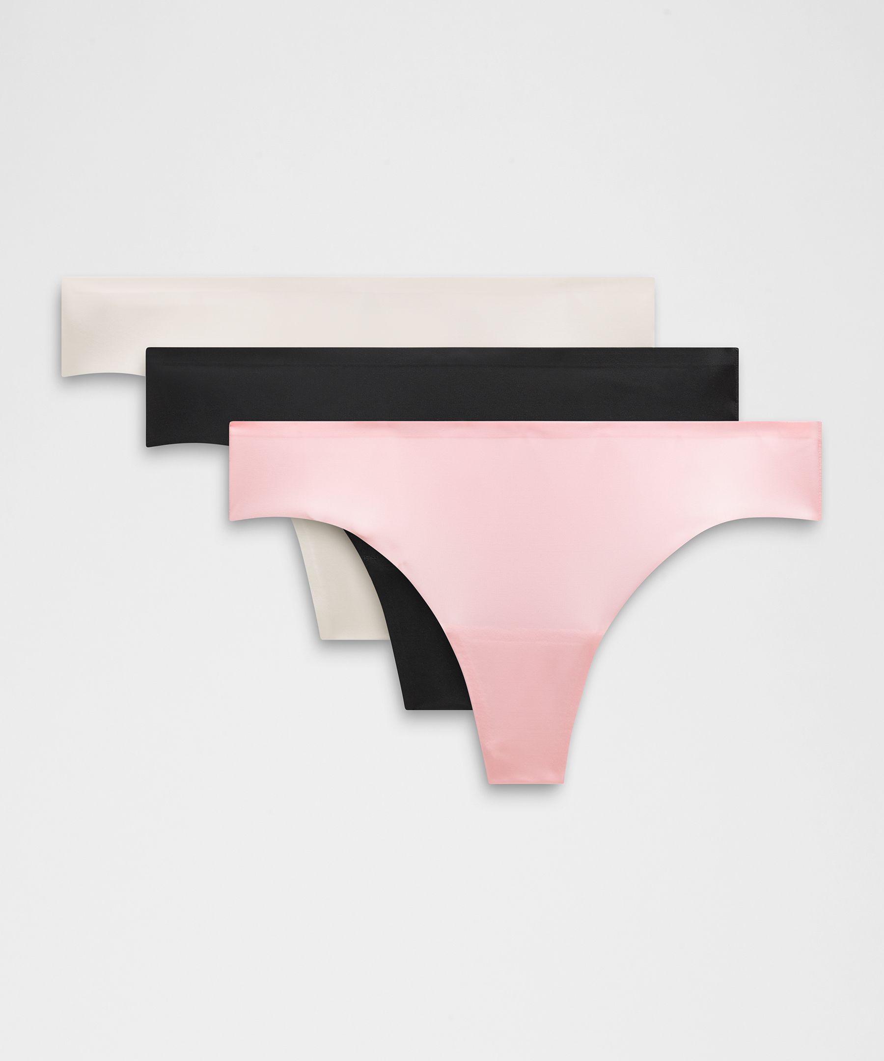 lululemon – Women’s InvisiWear Mid-Rise Thong Underwear 3 Pack – Color Black/Pink/White – Size Medium