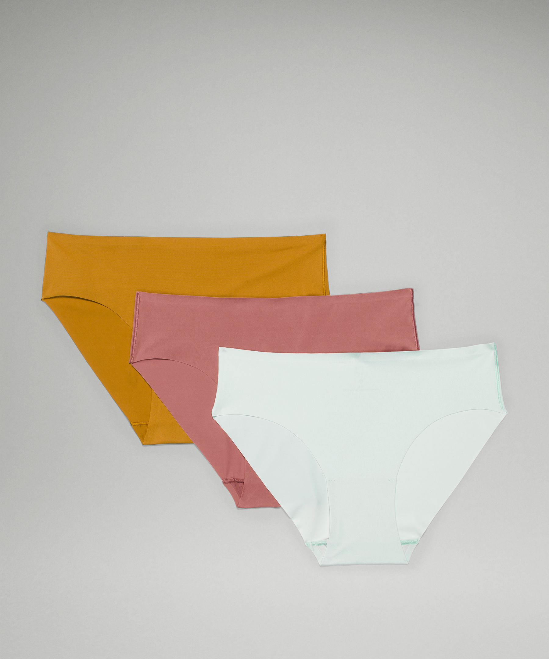 Lululemon Invisiwear Mid-rise Bikini Underwear 3 Pack In Ocean Air/spiced Chai/gold Spice