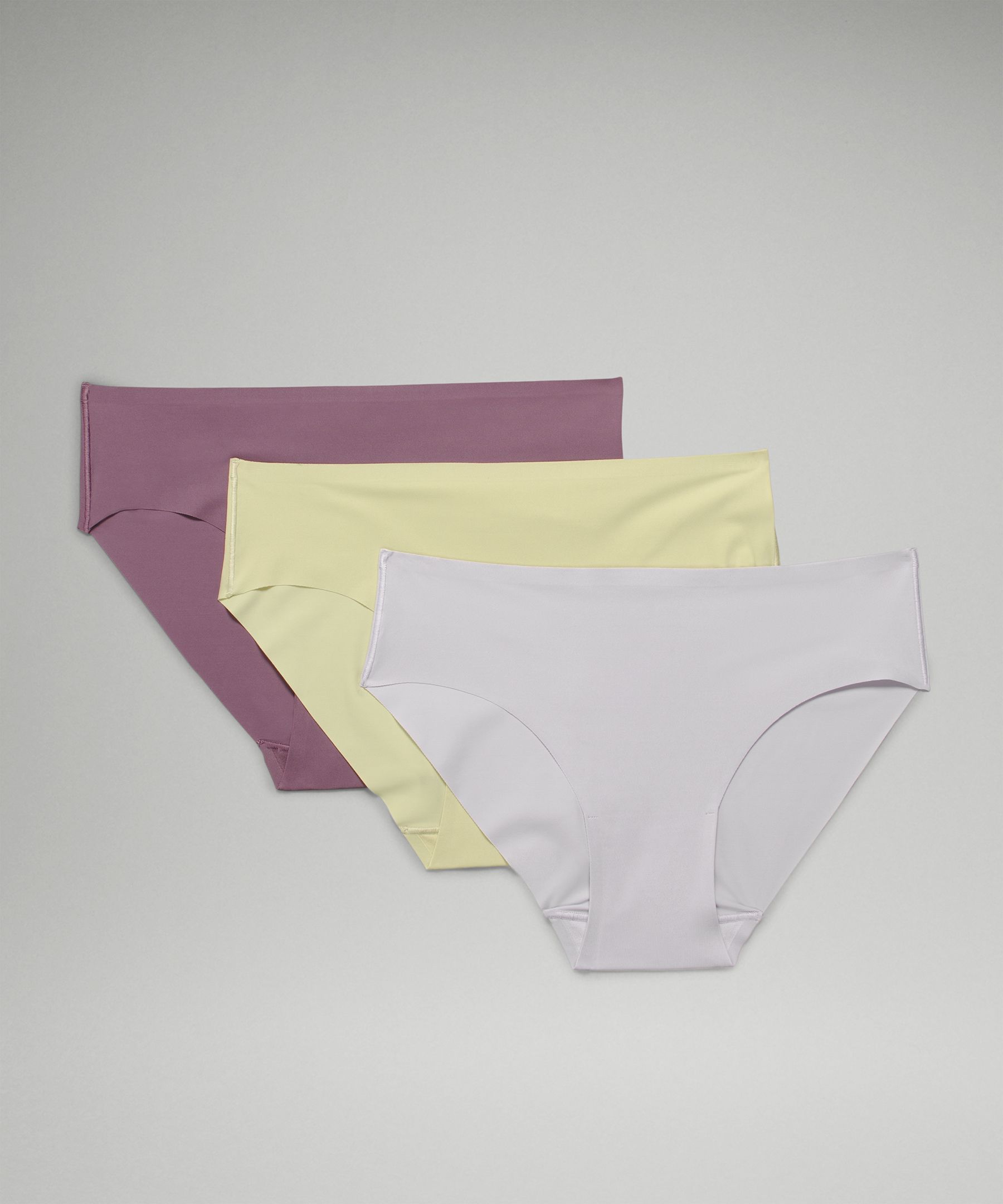 Lululemon Invisiwear Mid-rise Bikini Underwear 3 Pack In Chrome/brick Purple/dew Green