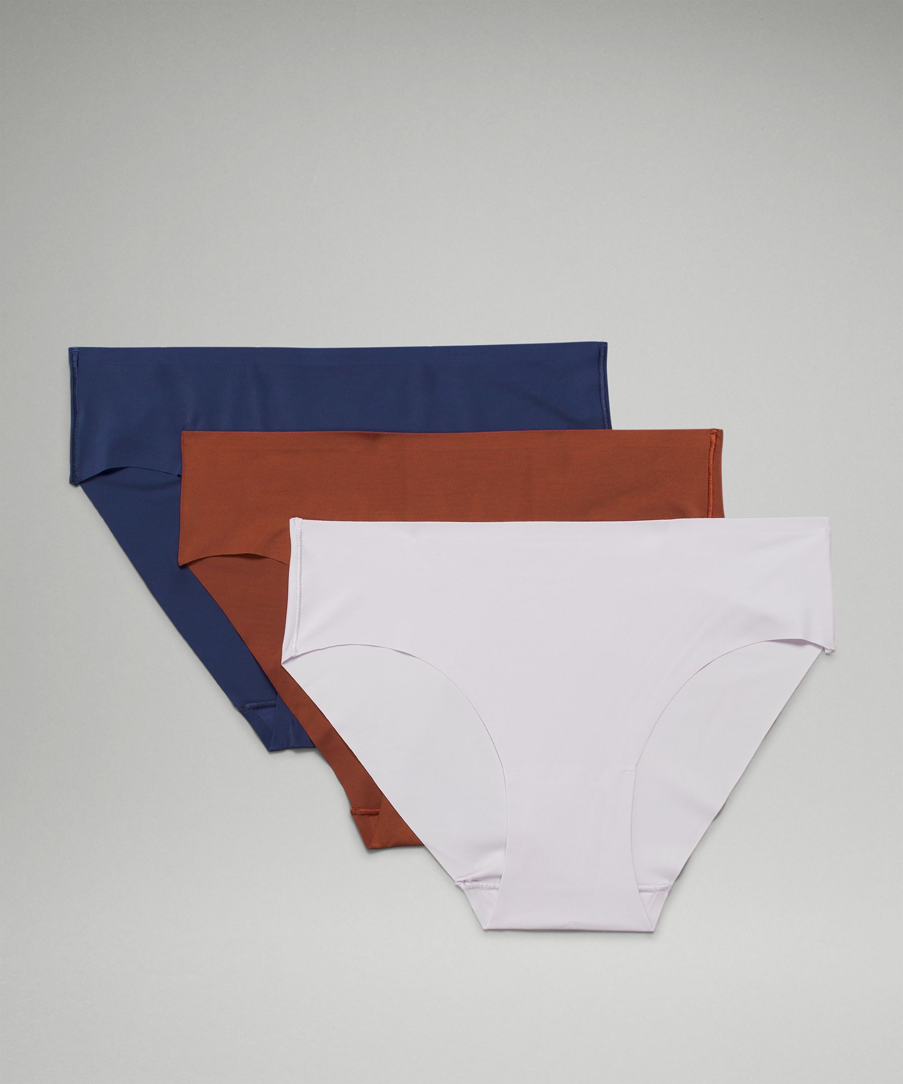 Lululemon Invisiwear Mid-rise Bikini Underwear 3 Pack In Night Sea/chrome/date Brown