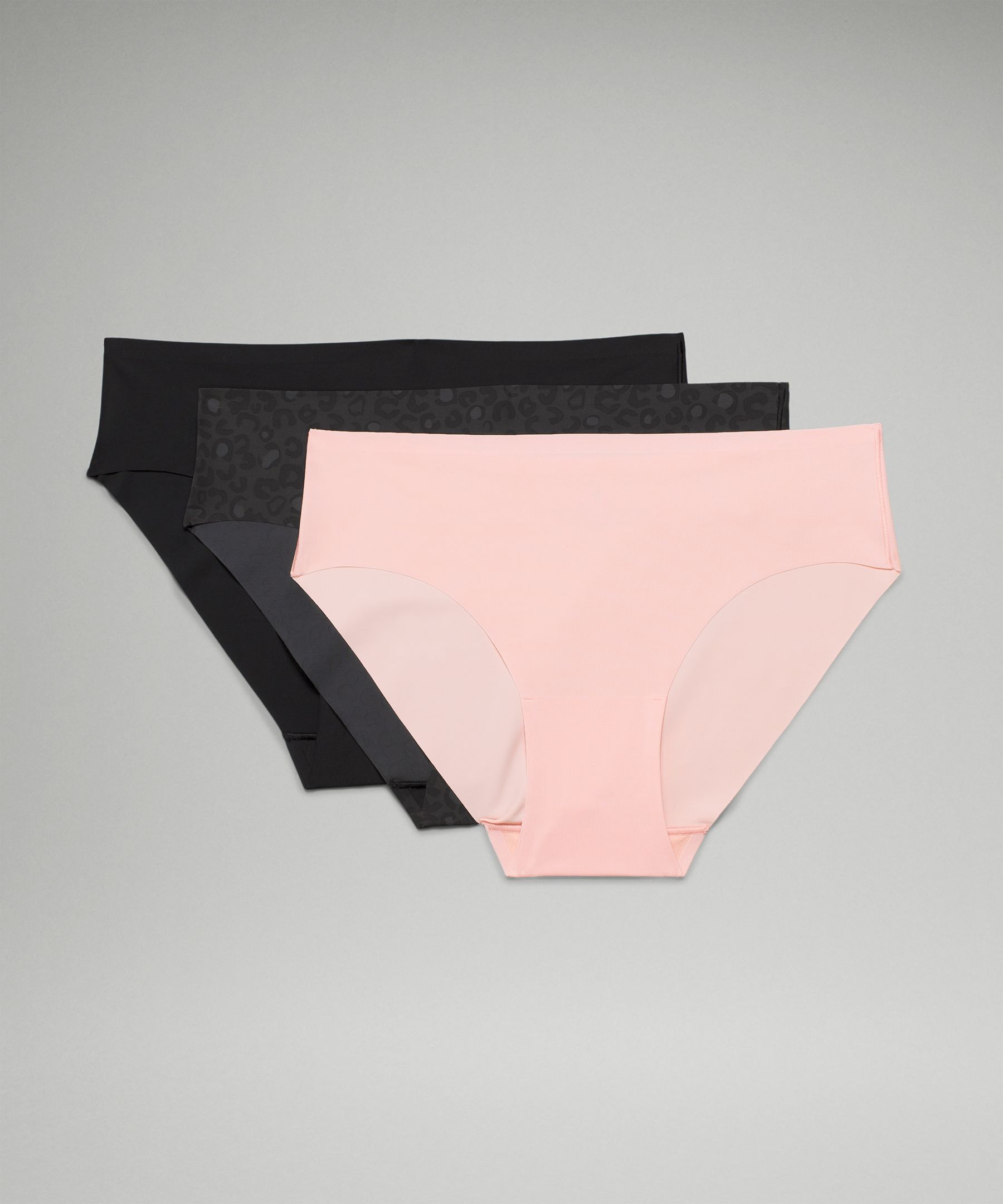 Lululemon Invisiwear Mid-rise Bikini Underwear 3 Pack In Black/dew Pink/intertwined Camo Deep Coal