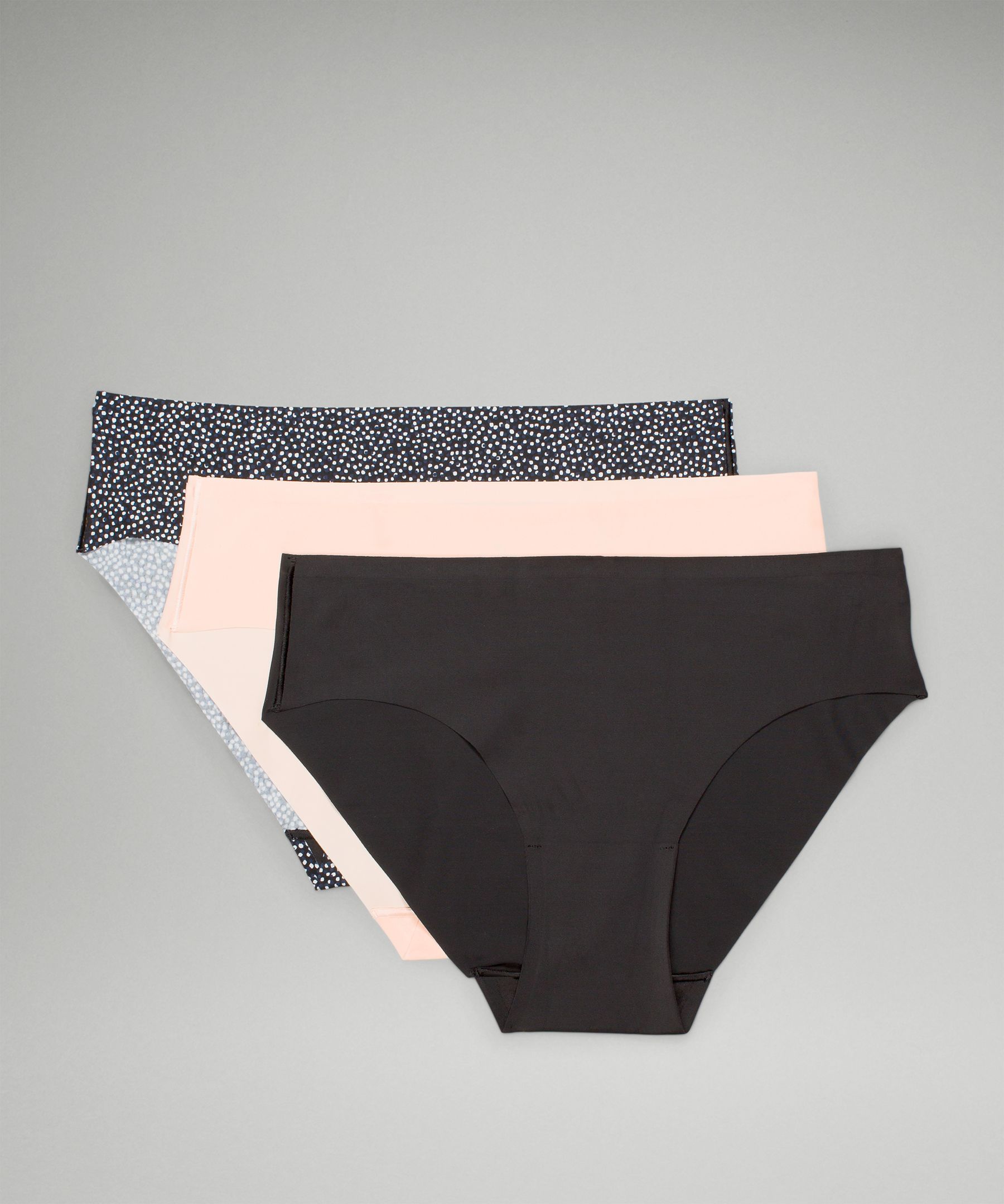 Lululemon Invisiwear Mid-rise Bikini Underwear 3 Pack In Double Dimension Starlight Black/butter Pink/black
