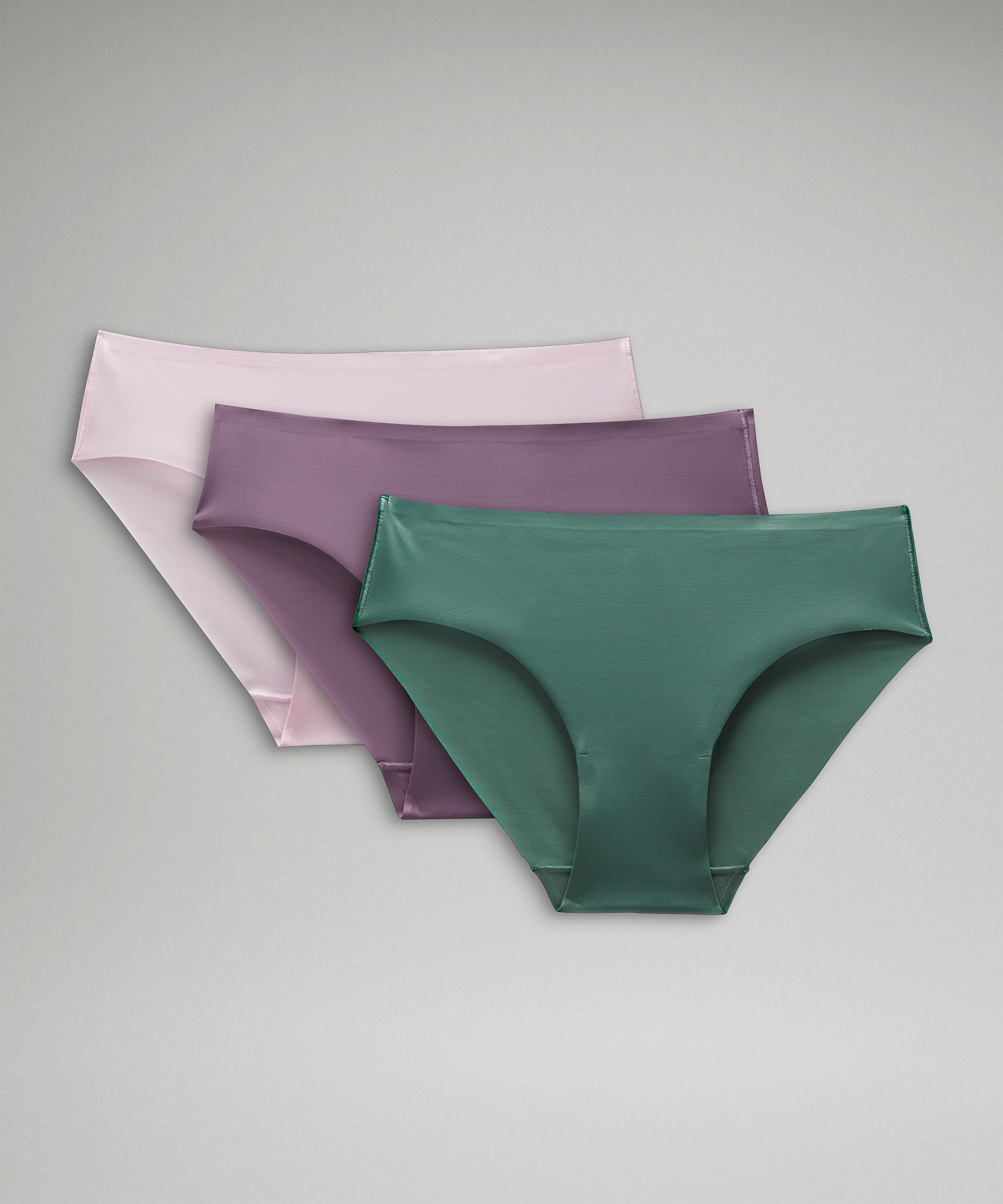 Lululemon Invisiwear Mid-rise Bikini Underwear 3 Pack In Black/dew  Pink/warped Grain Alpine White Black