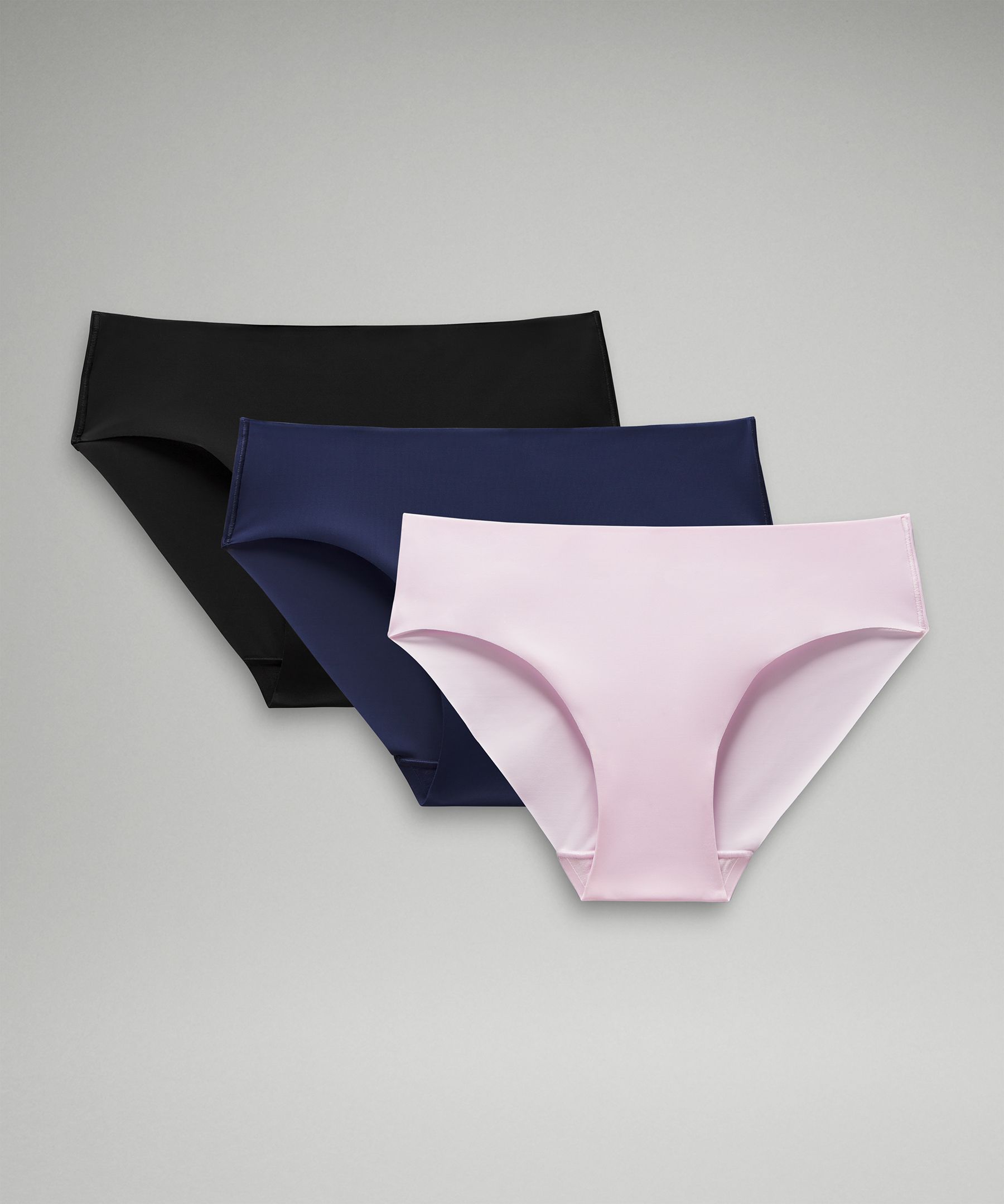 Lululemon InvisiWear Mid Rise Thong Underwear 3 Pack - Wisteria Purple /  Sonic Pink / Rhino Grey - lulu fanatics