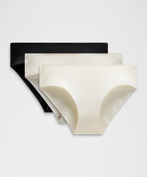 Трусы-бикини InvisiWear, средняя посадка, 3 шт. — Lululemon, цвет: Чёрный / Кокосовая слоновая кость