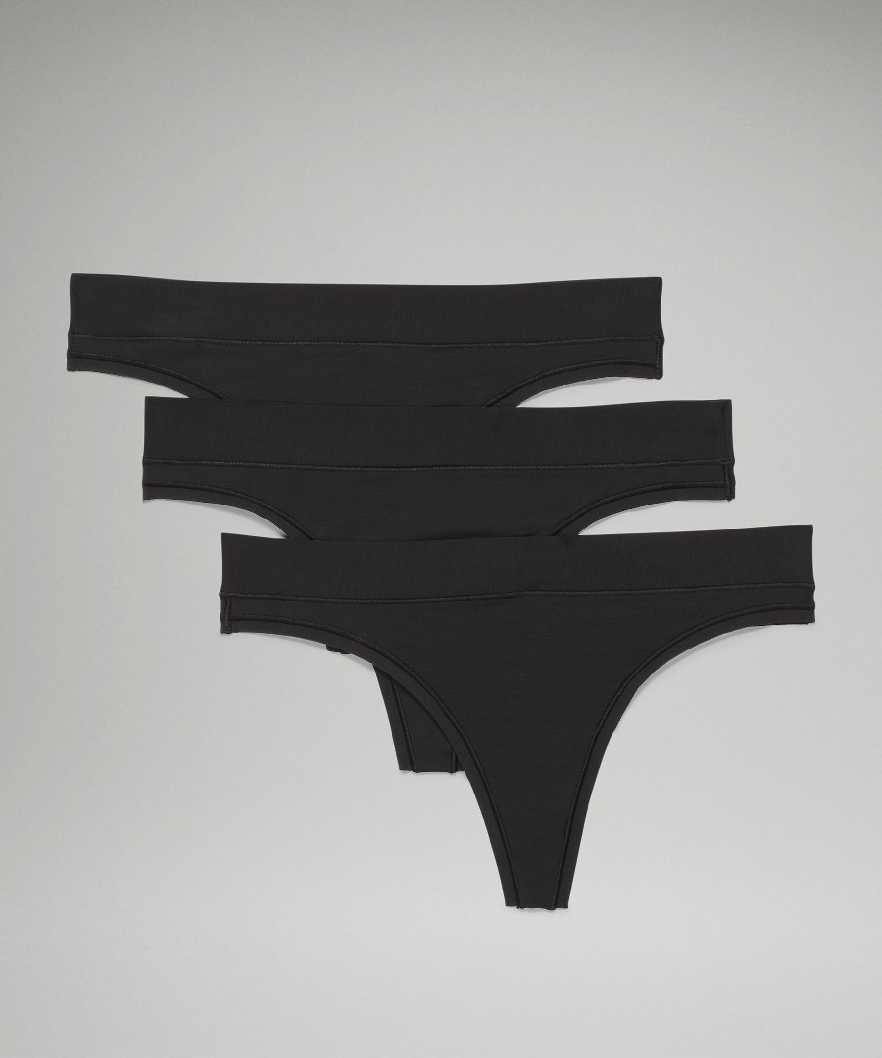 Lululemon Underease Mid-rise Thong Underwear 3 Pack In Black