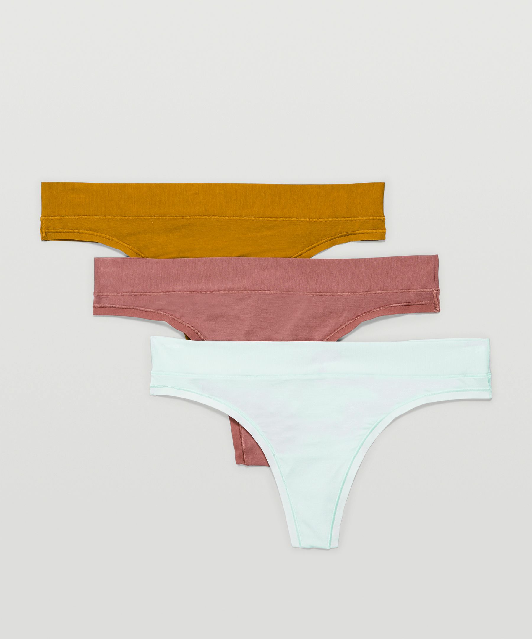 Lululemon Underease Mid Rise Thong Underwear 3 Pack In Ocean Air/spiced Chai/gold Spice