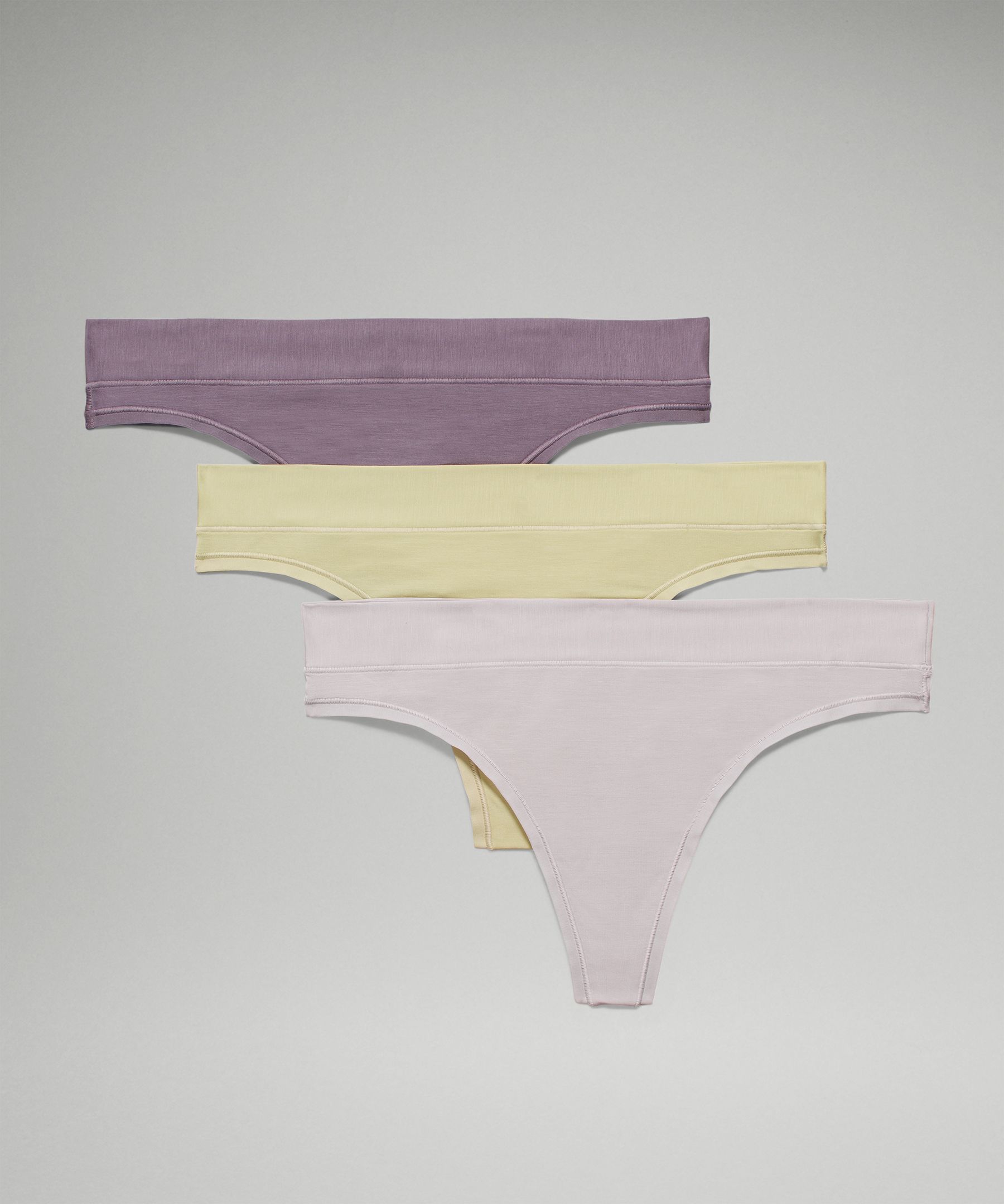 Lululemon Underease Mid-rise Thong Underwear 3 Pack In Chrome/dusky Lavender/dew Green