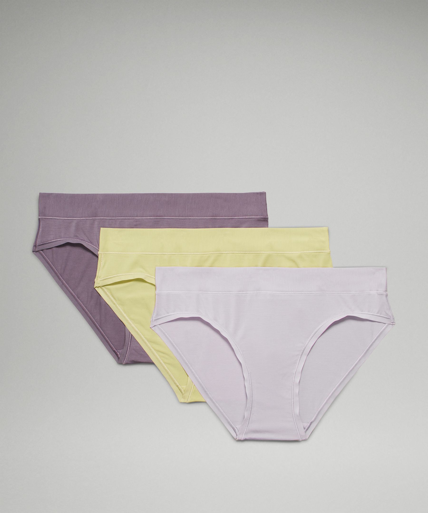 Lululemon Underease Mid-rise Bikini Underwear 3 Pack In Chrome/dusky Lavender/dew Green