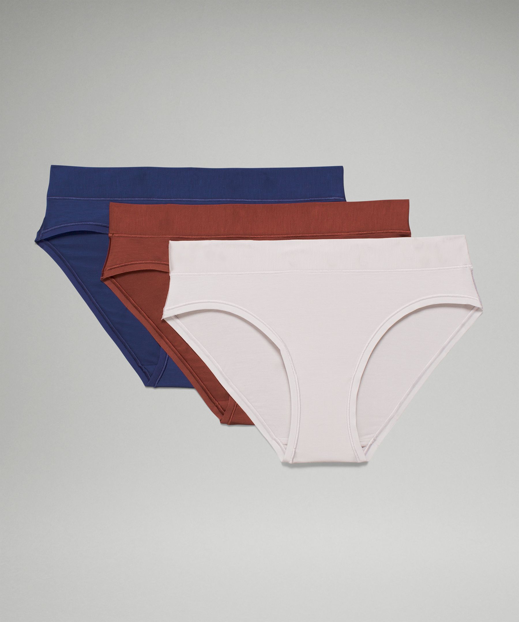 Lululemon Underease Mid-rise Bikini Underwear 3 Pack In Night Sea/chrome/date Brown