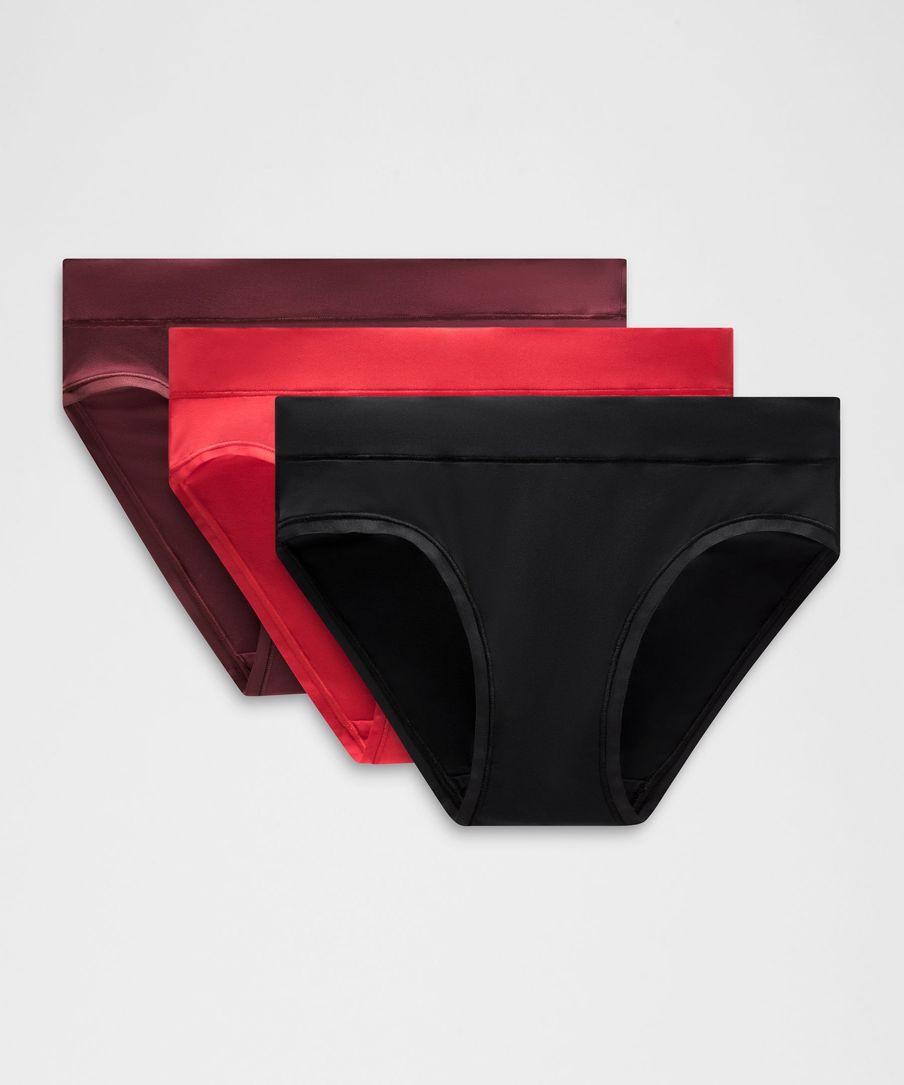 lululemon – Women’s UnderEase Mid-Rise Bikini Underwear 3 Pack – Color Black/Red/Burgundy – Size Medium