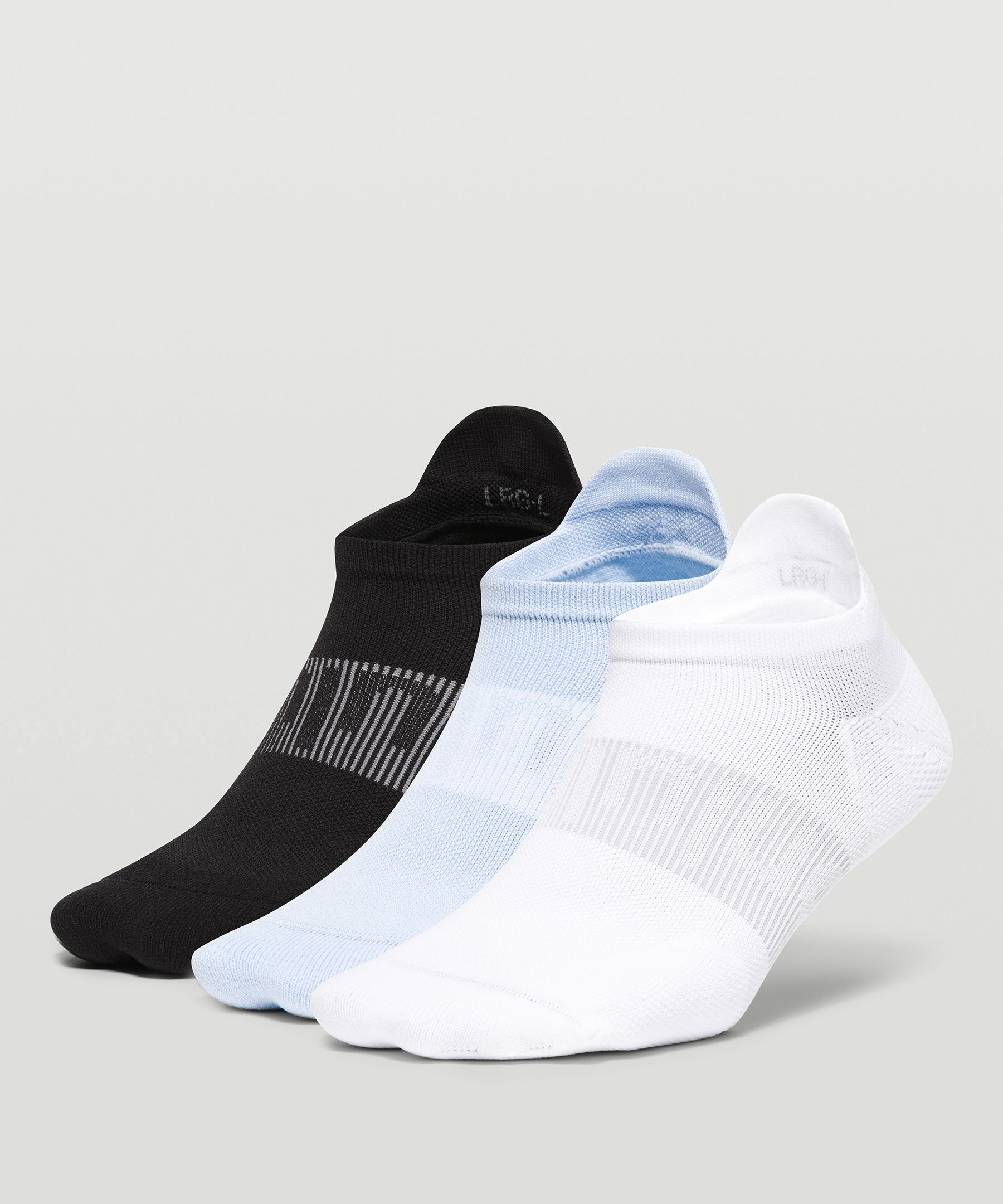 Lululemon Power Stride Tab Socks 3 Pack In White/blue Linen/black