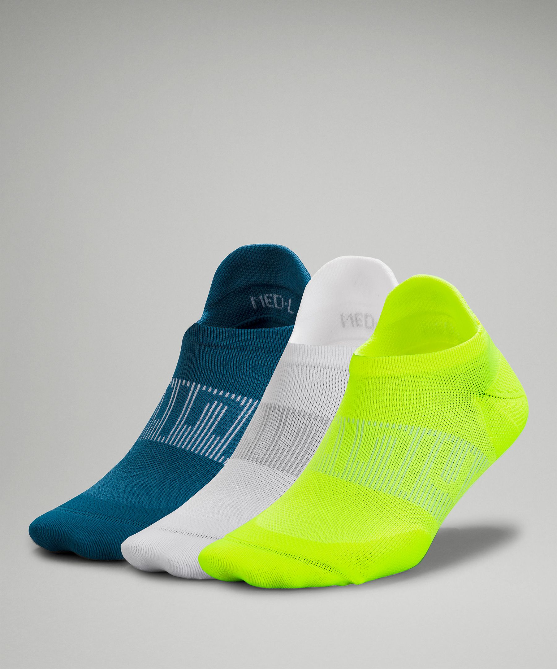 Lululemon Power Stride Tab Socks 3 Pack In Highlight Yellow/white/capture Blue