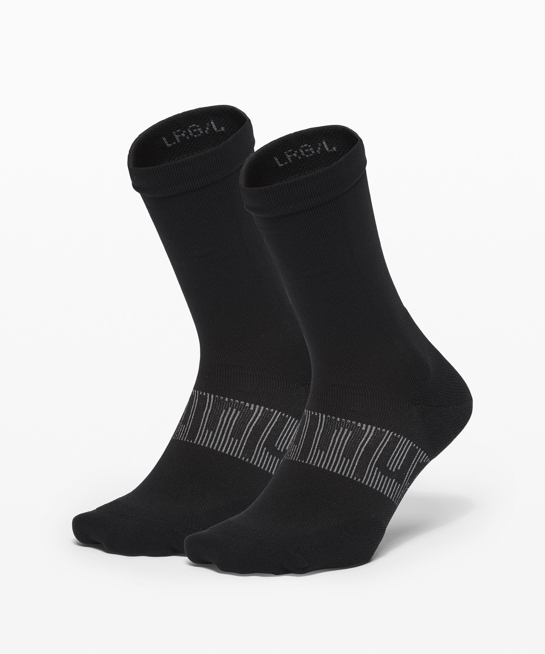 Lululemon Power Stride Crew Sock *anti-stink 2 Pack In Black