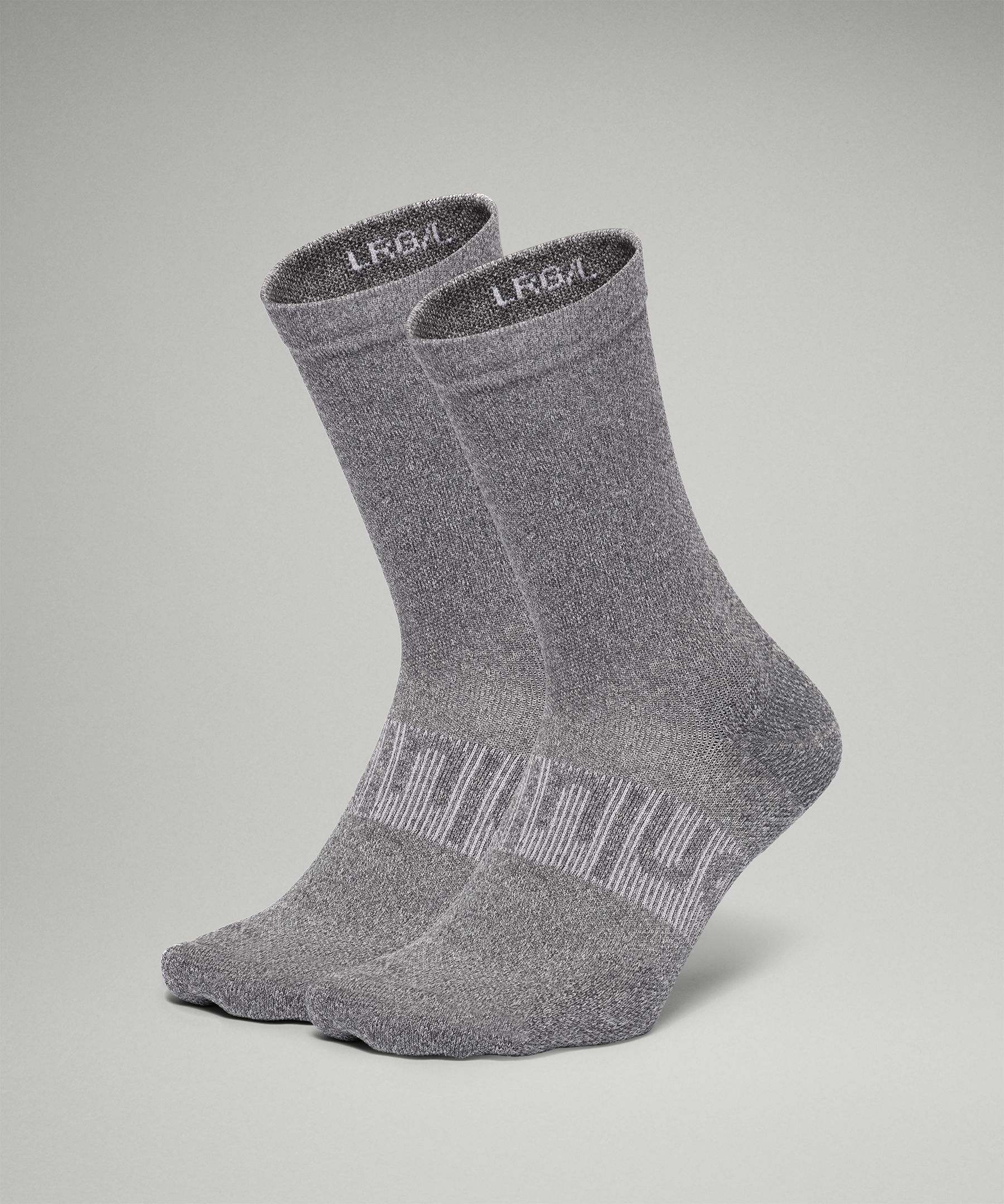 Lululemon Power Stride Crew Socks 2 Pack In Heathered Graphite Grey