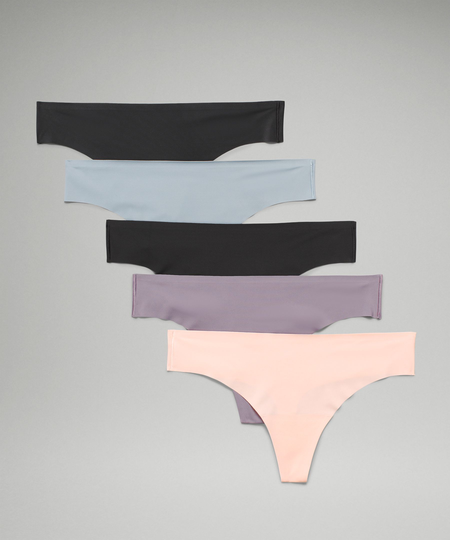 Lululemon Invisiwear Mid-rise Thong Underwear 5 Pack In Black/black/dusky Lavender