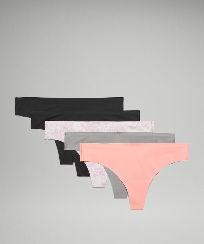 InvisiWear Mid-Rise Thong Underwear 5 Pack