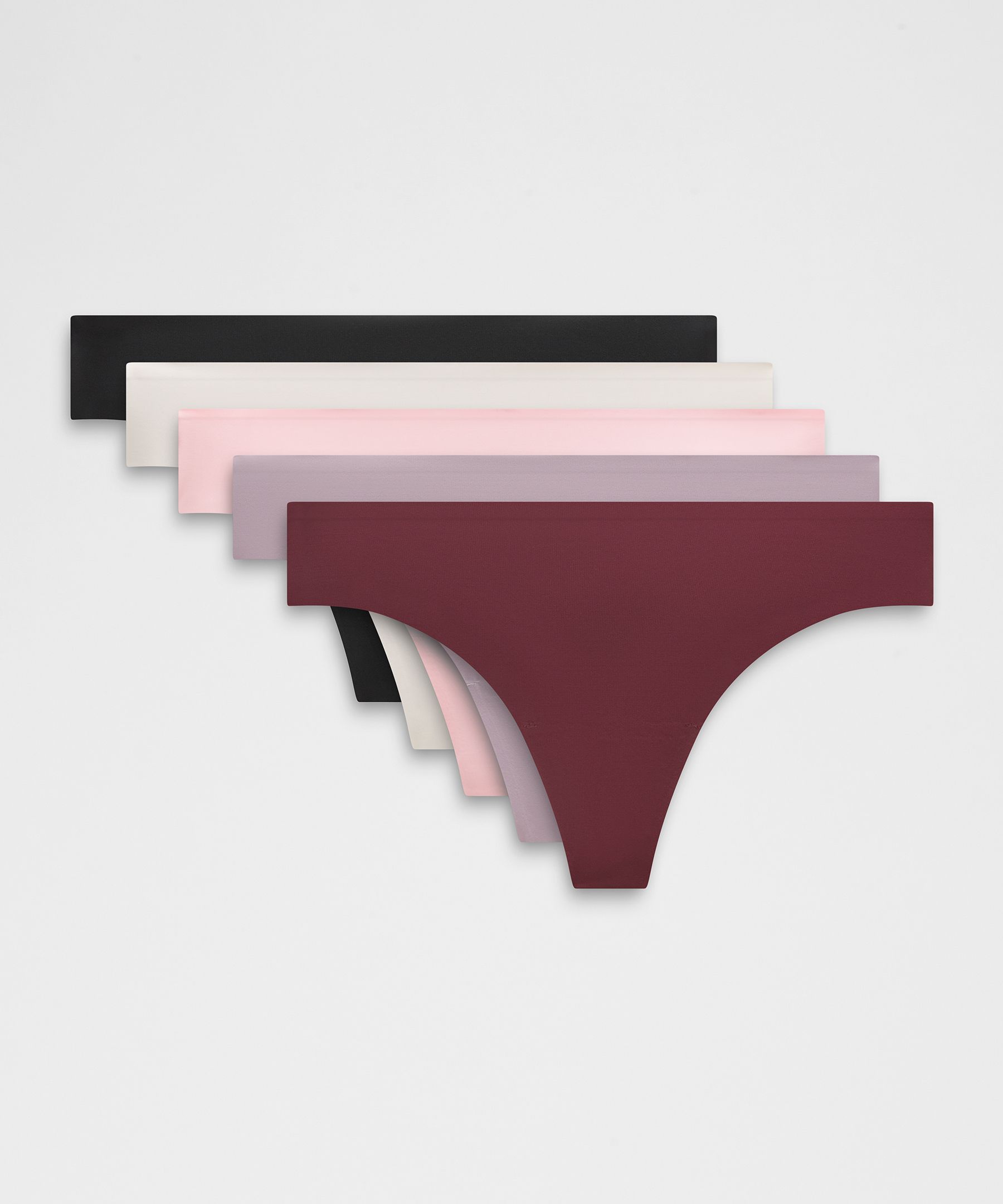 lululemon – Women’s InvisiWear Mid-Rise Thong Underwear 5 Pack – Color Black/Pink/White – Size Large