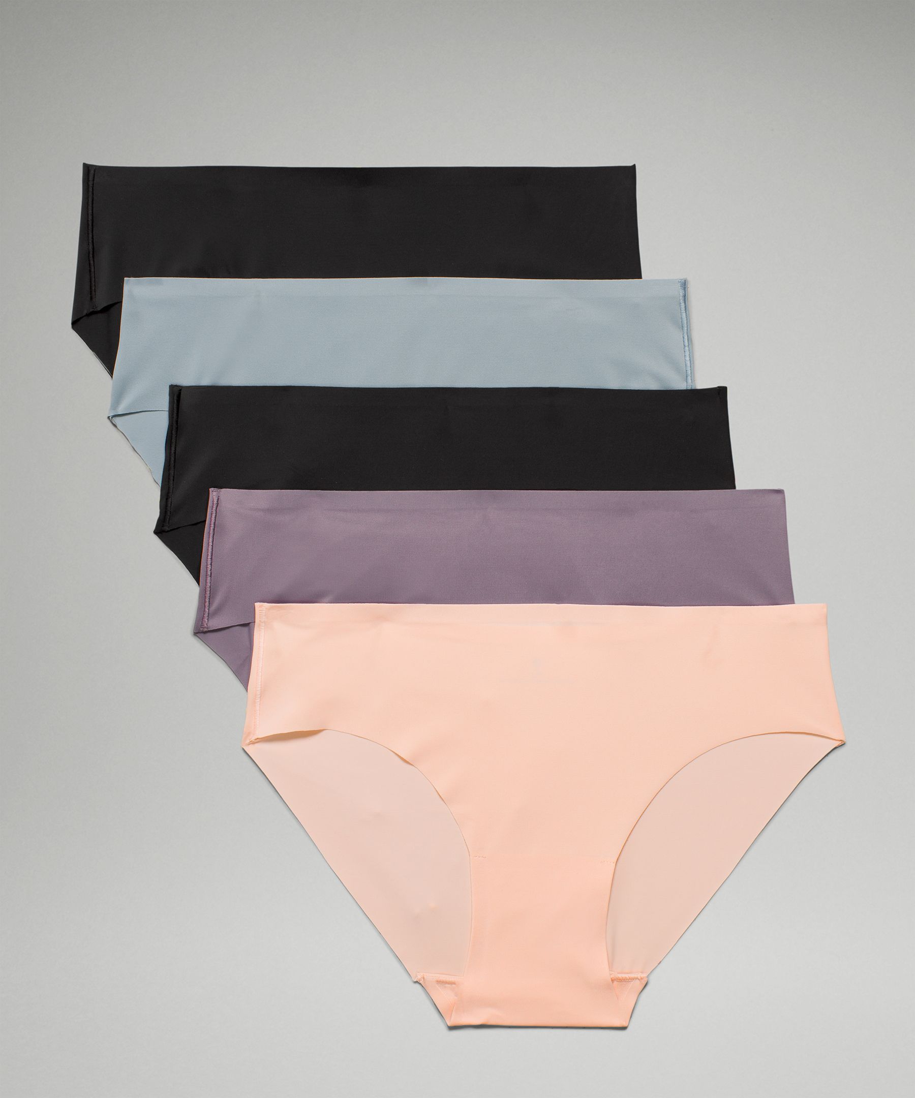 Lululemon Invisiwear Mid-rise Bikini Underwear 5 Pack In Black/black/dusky Lavender