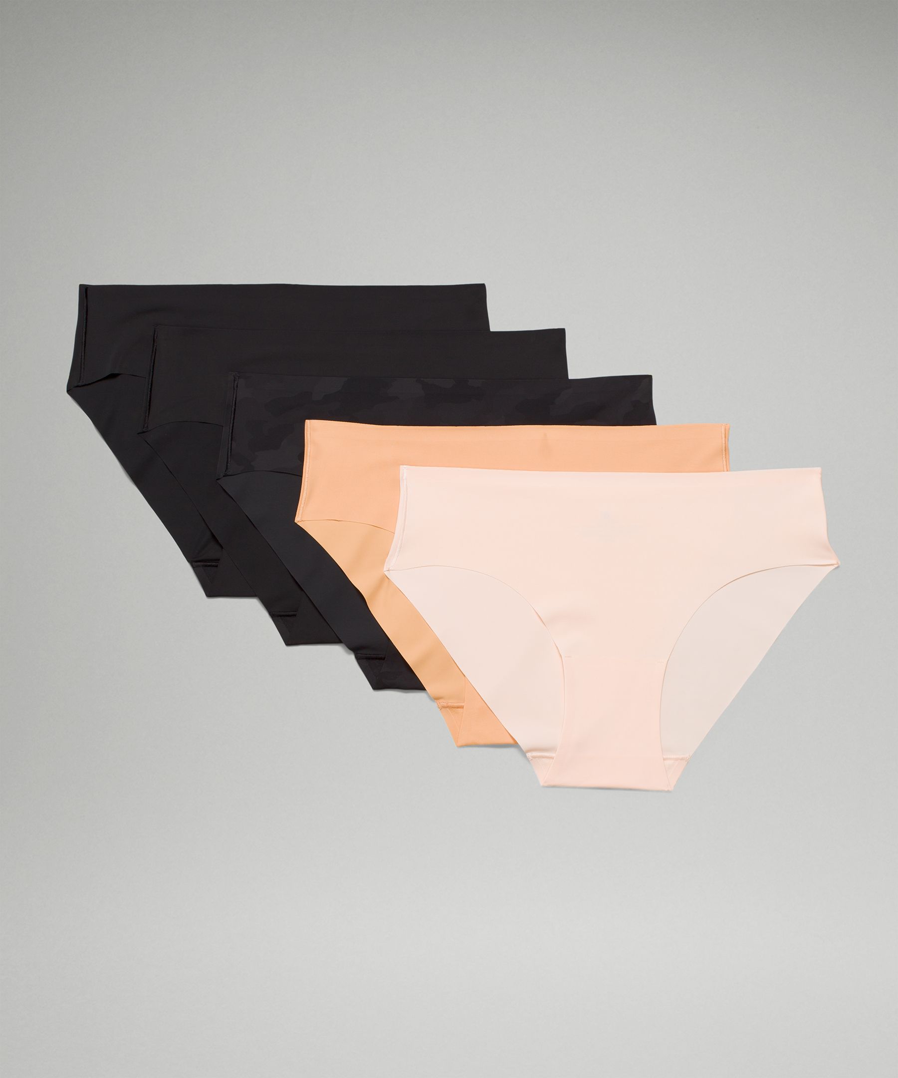 Lululemon Invisiwear Mid-rise Bikini Underwear 5 Pack In Black/black/butter Pink