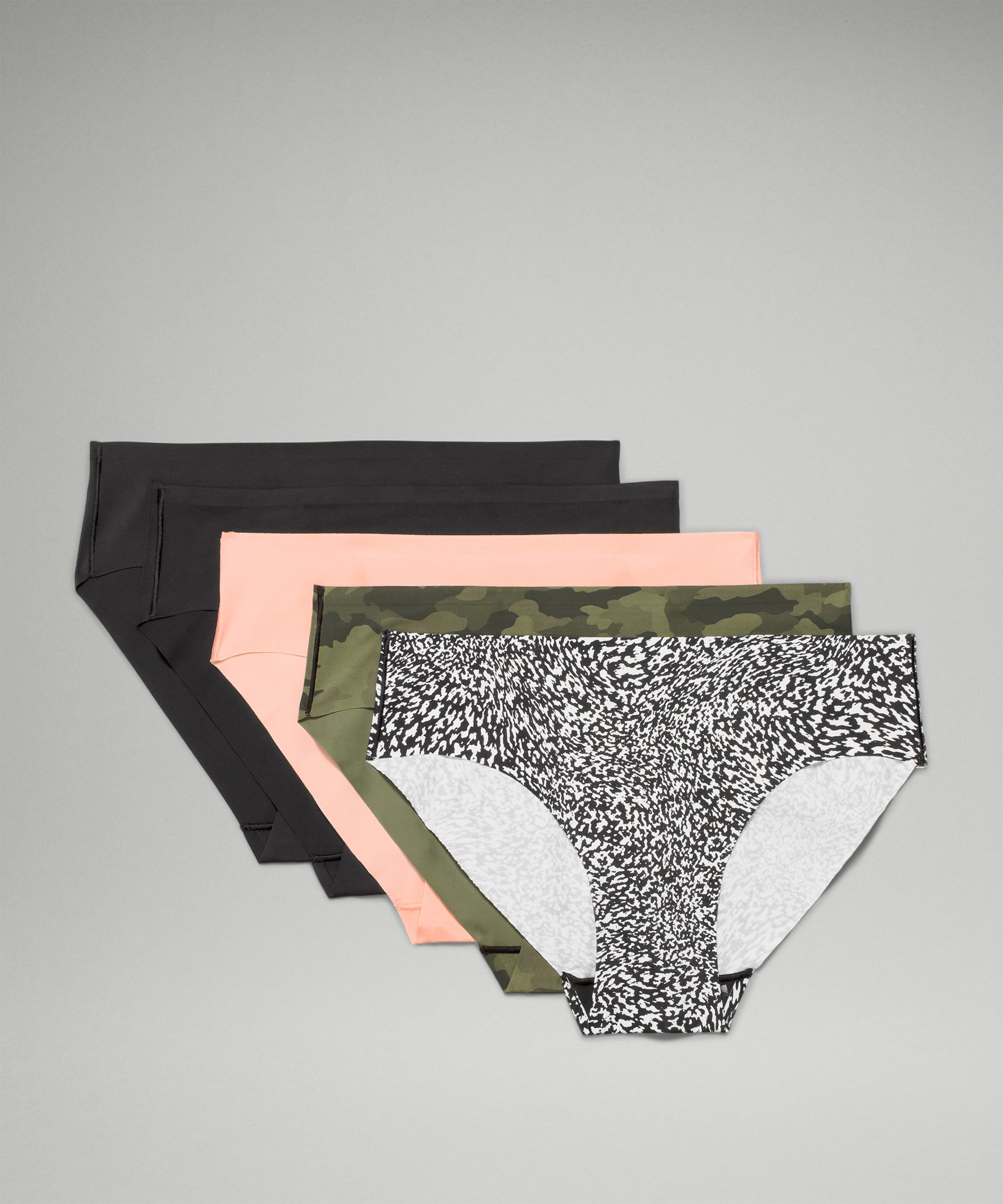 Lululemon Invisiwear Mid-rise Bikini Underwear 5 Pack In Black/black/dew Pink