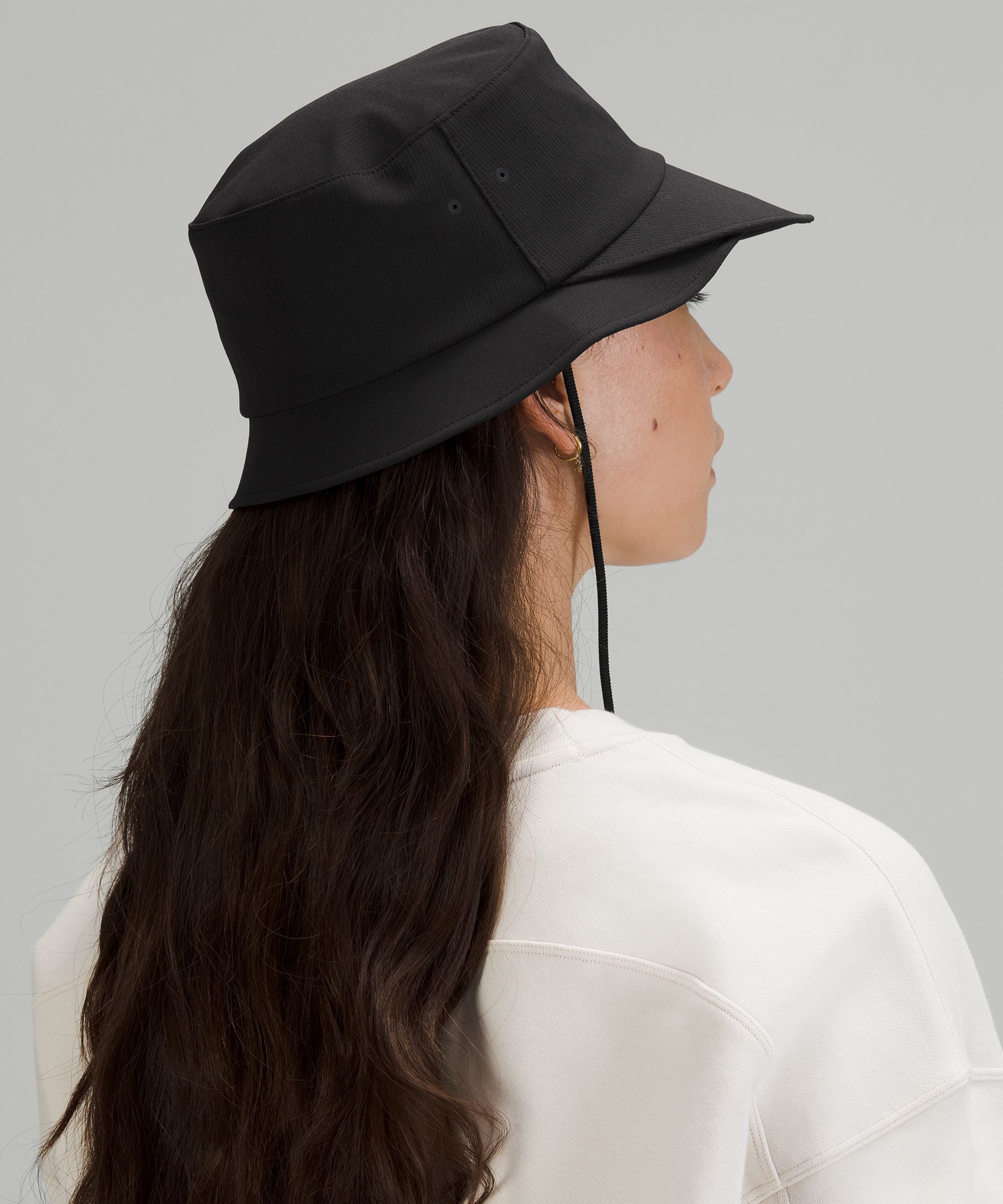 Women's Wide-Brim Bucket Hat with Strap