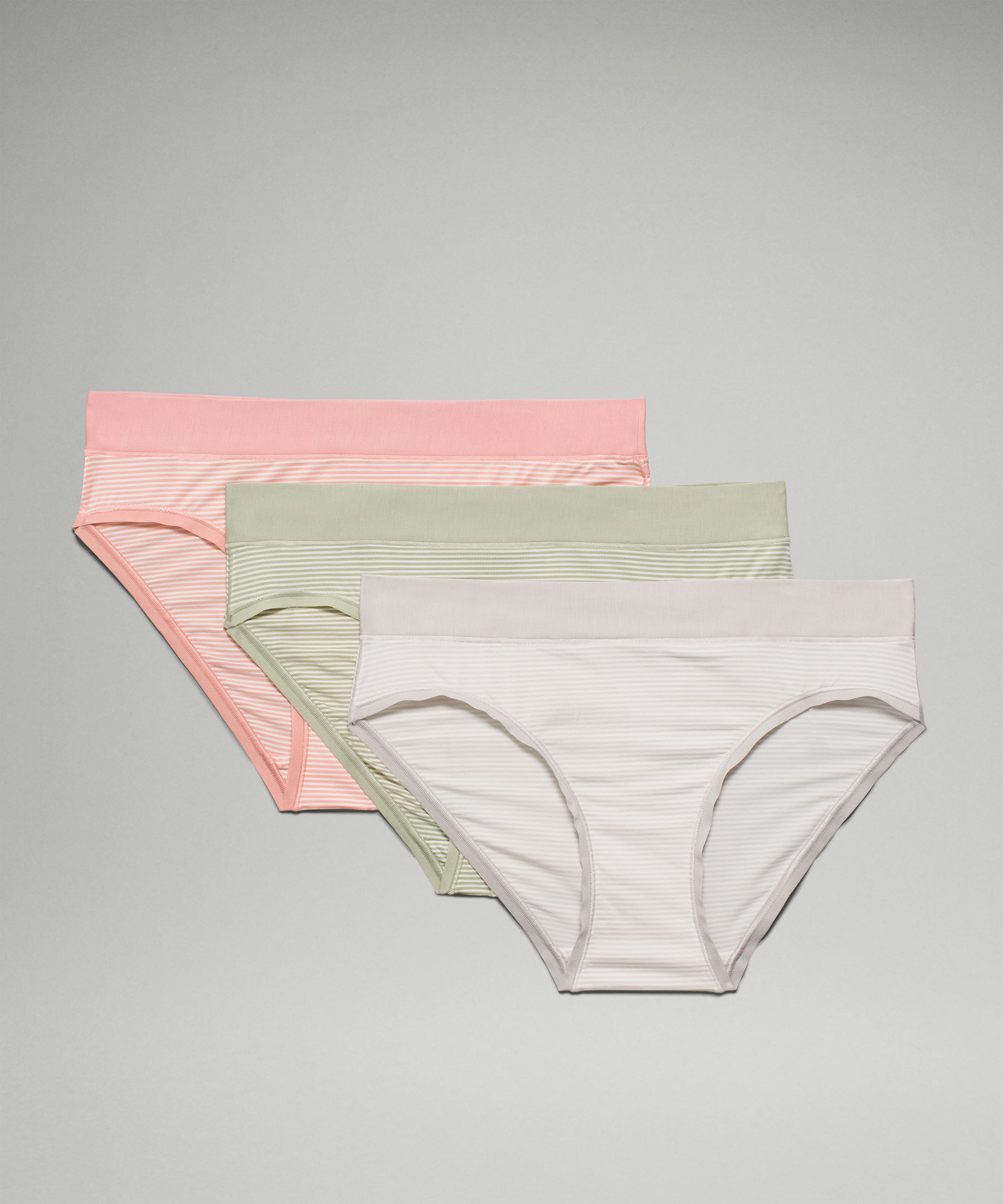 Lululemon Underease Mid-rise Bikini Underwear 3 Pack In Pink Puff/chrome