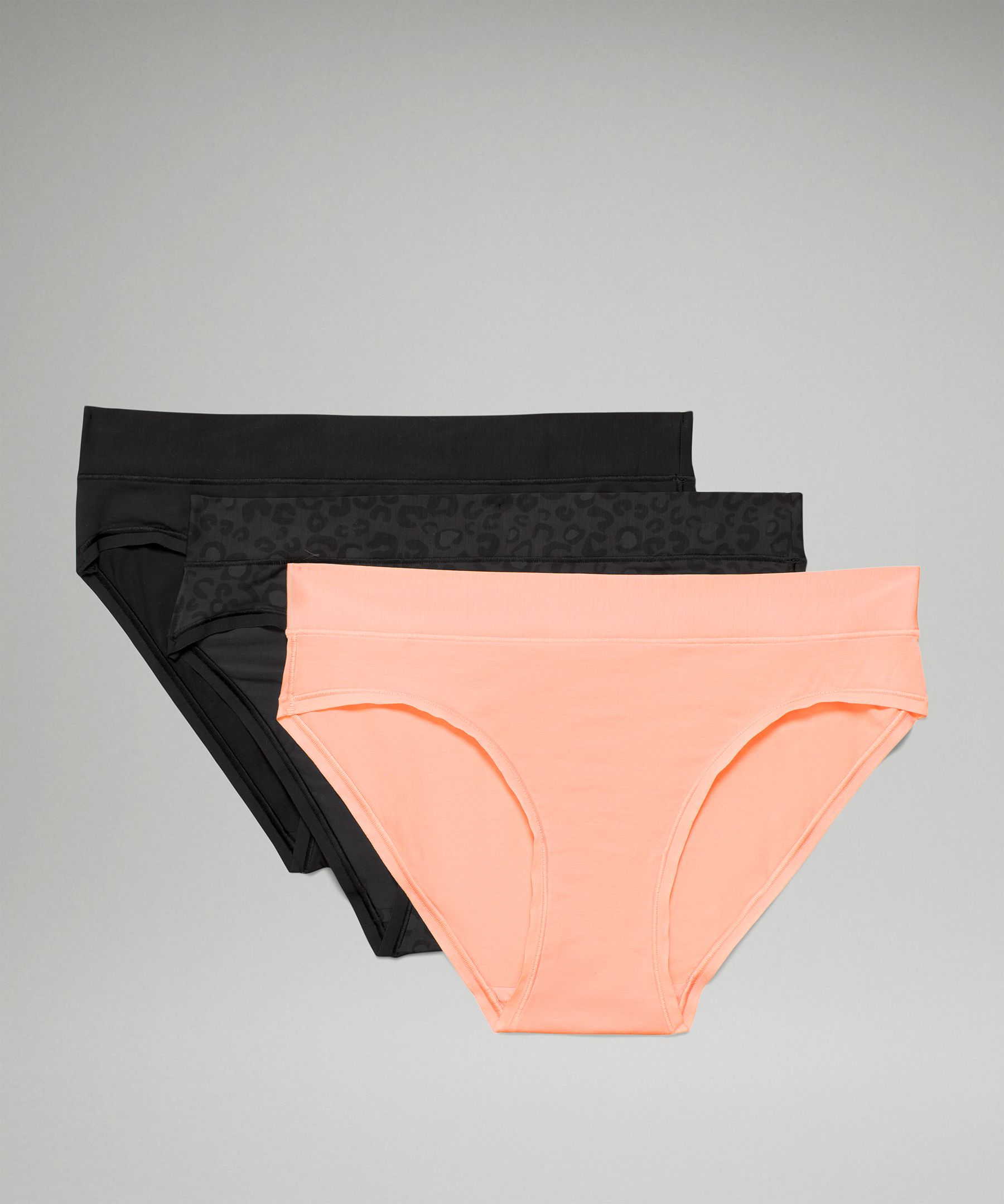 Lululemon Underease Mid-rise Bikini Underwear 3 Pack In Black/dew Pink/intertwined Camo Deep Coal