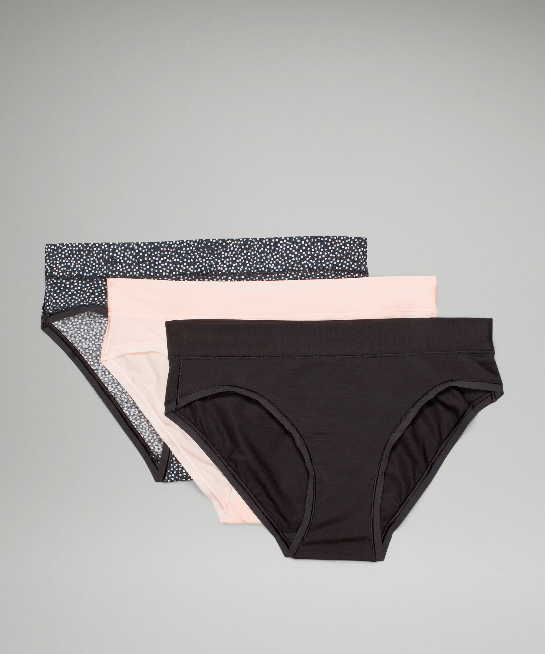 Lululemon Invisiwear Mid-rise Bikini Underwear 3 Pack In Double Dimension  Starlight Black/butter Pink/black