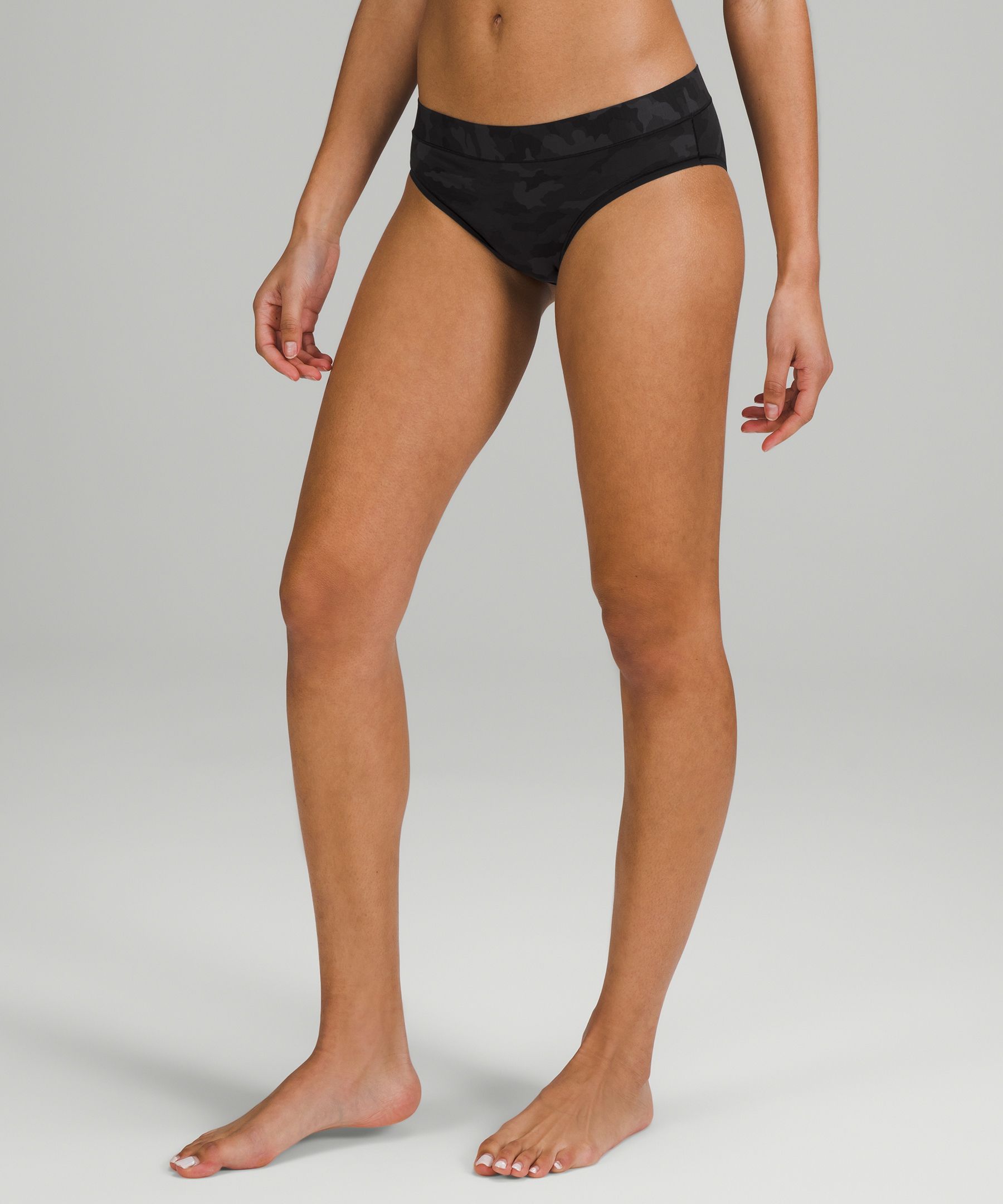Lululemon Underease Mid-rise Cheeky Bikini Underwear In Heritage 365 Camo Mini Deep Coal