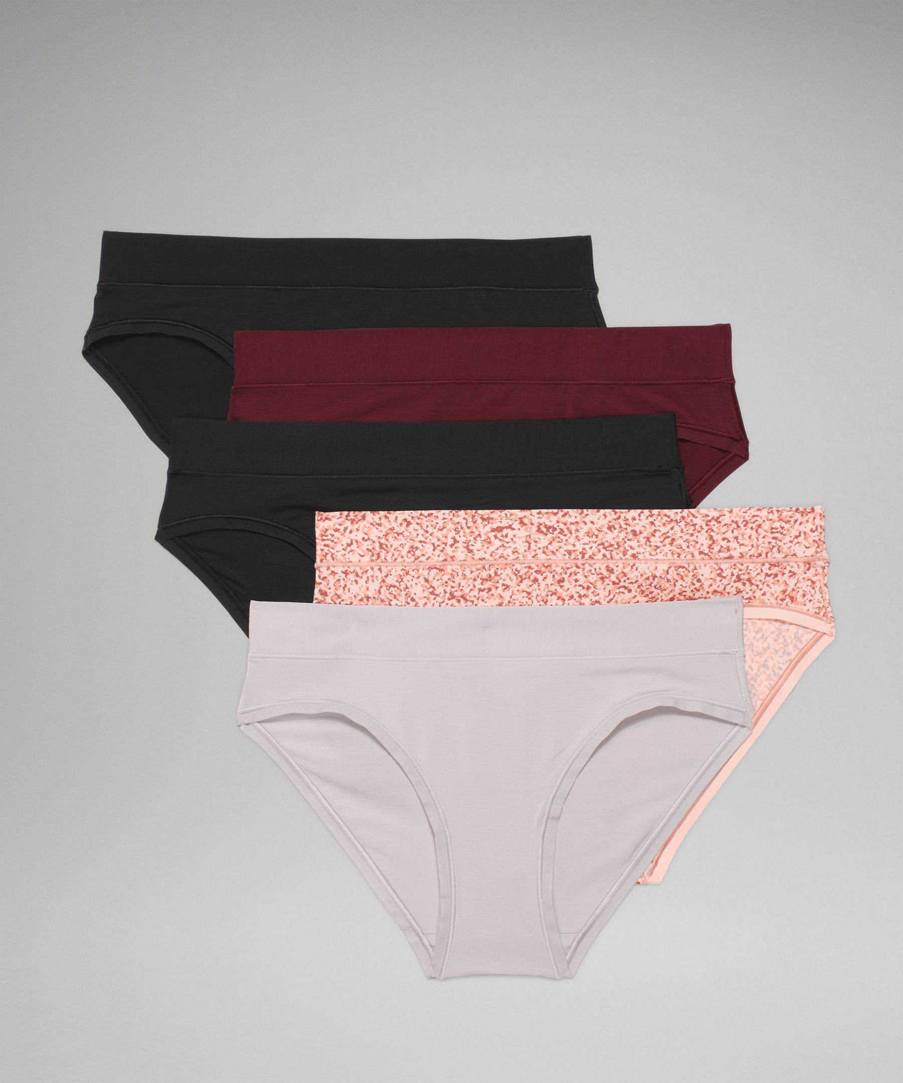 Lululemon Underease Mid Rise Bikini Underwear5 Pack In Black/red Merlot