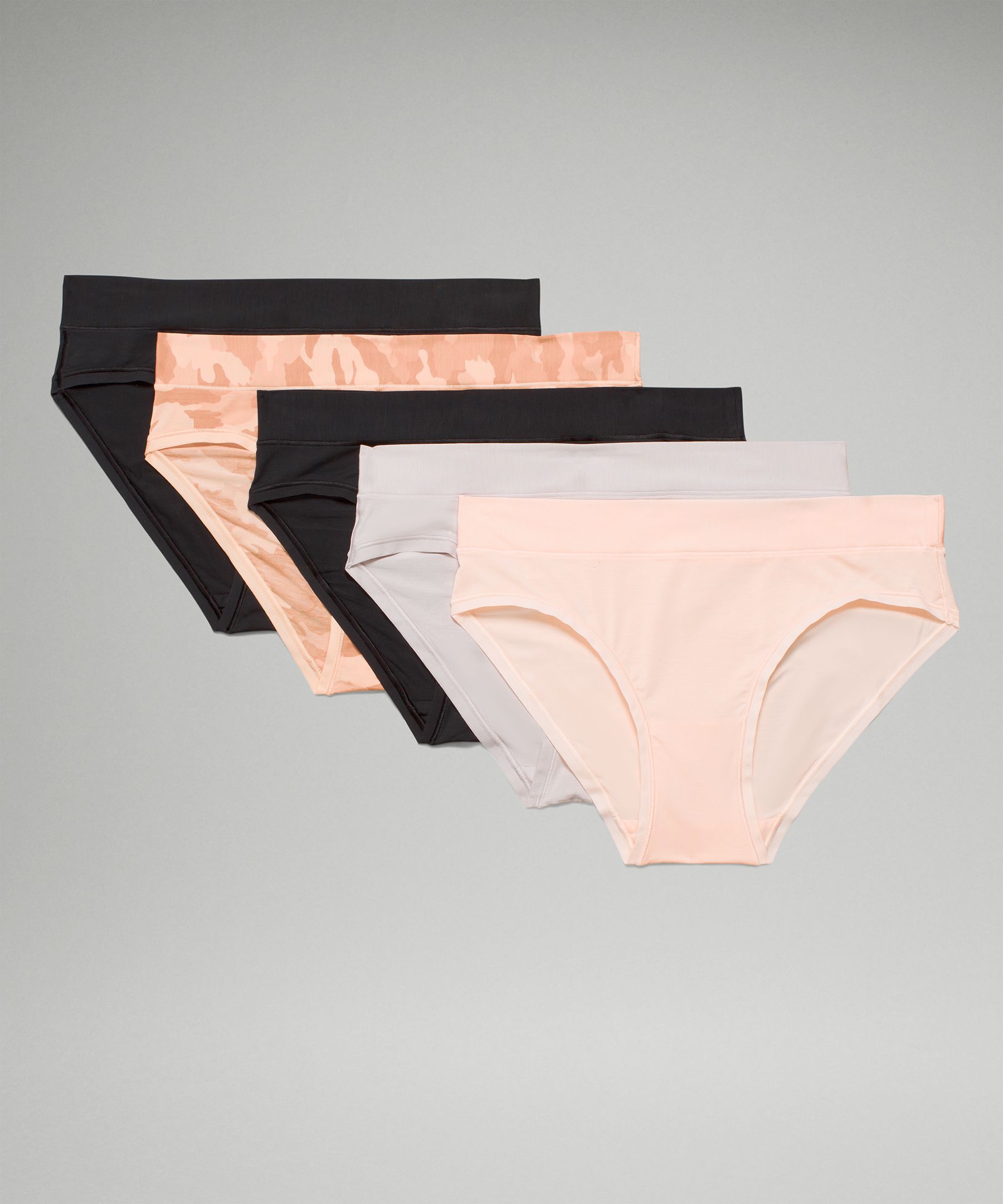 Lululemon Underease Mid-rise Bikini Underwear 5 Pack In Black/black/butter Pink
