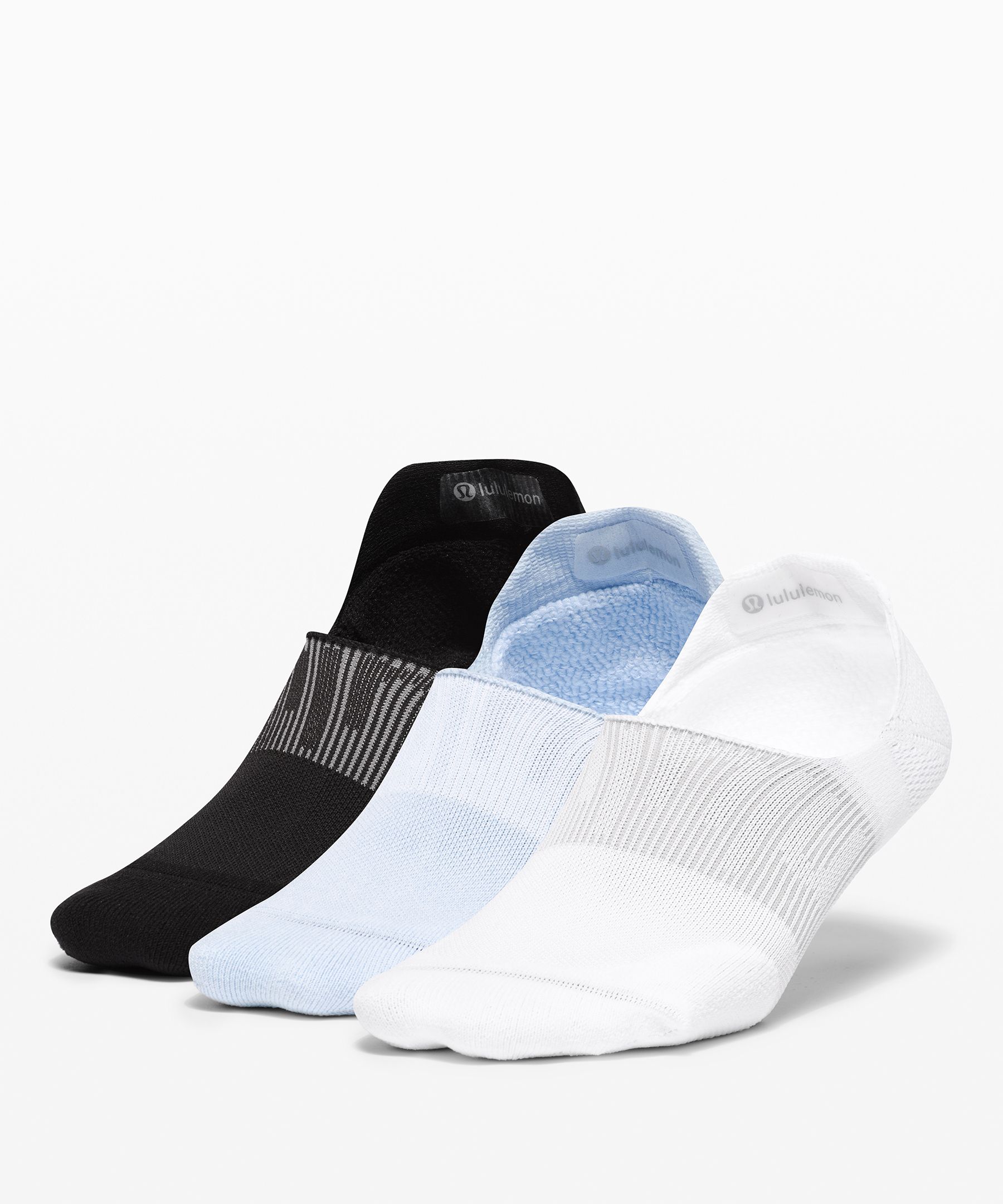 Lululemon Power Stride Noshow Socks With Active Grip 3 Pack In White