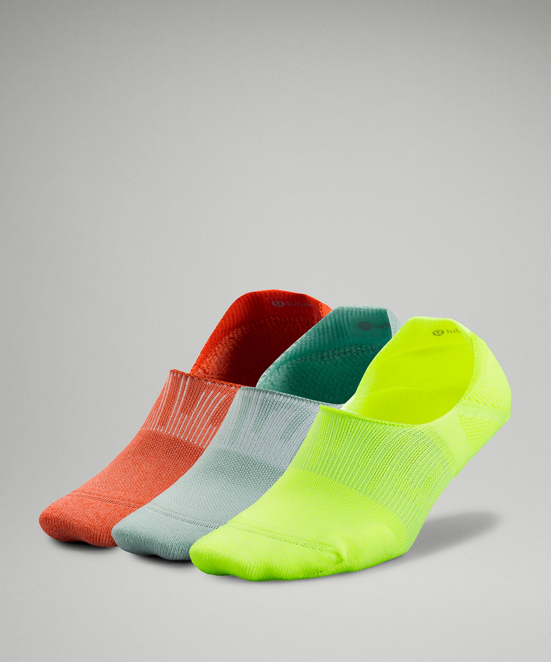 Lululemon Power Stride No-show Socks With Active Grip 3 Pack In Highlight Yellow/arctic Green/canyon Orange