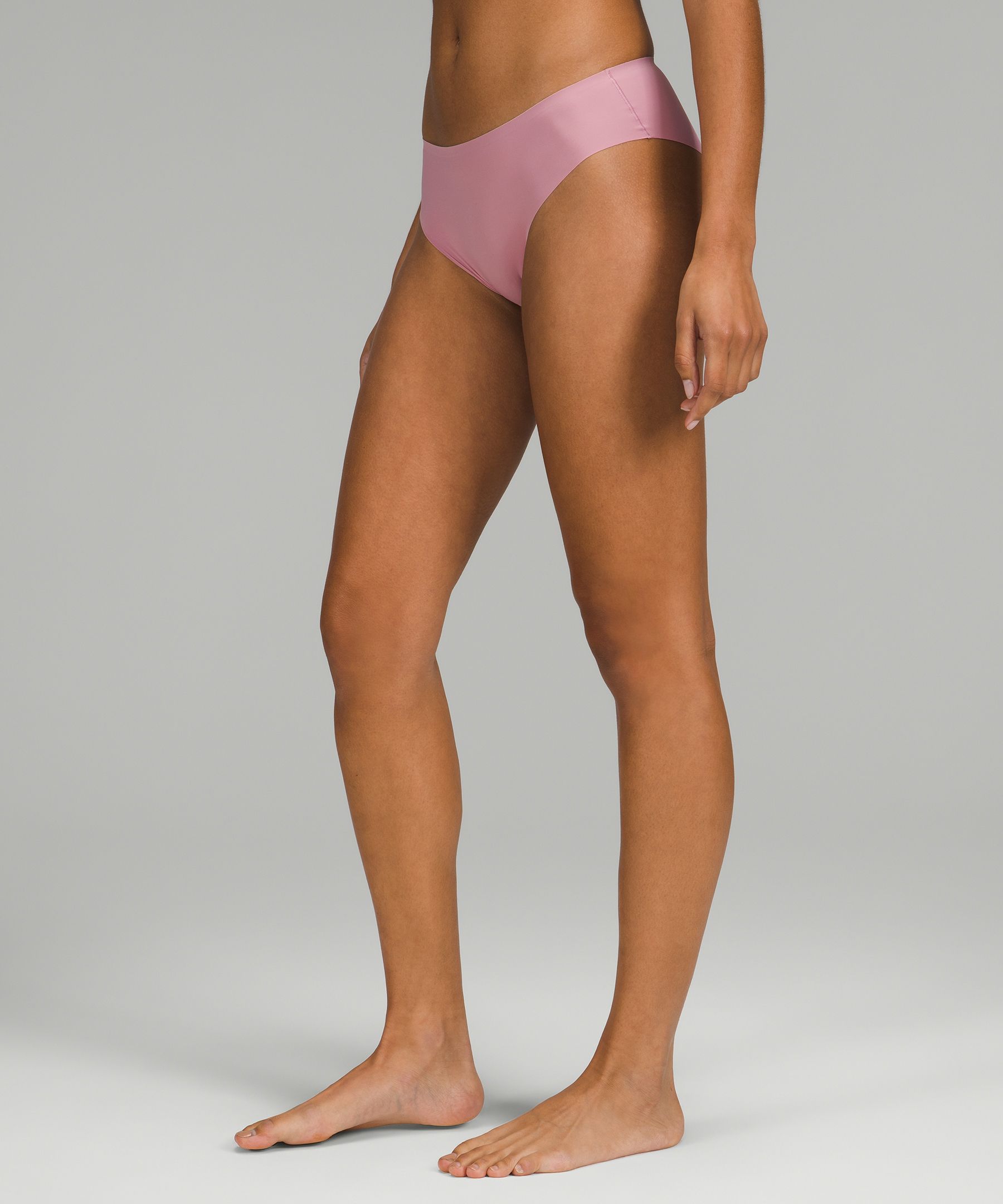 Lululemon Invisiwear Mid-rise Cheeky Bikini Underwear In Pink Taupe