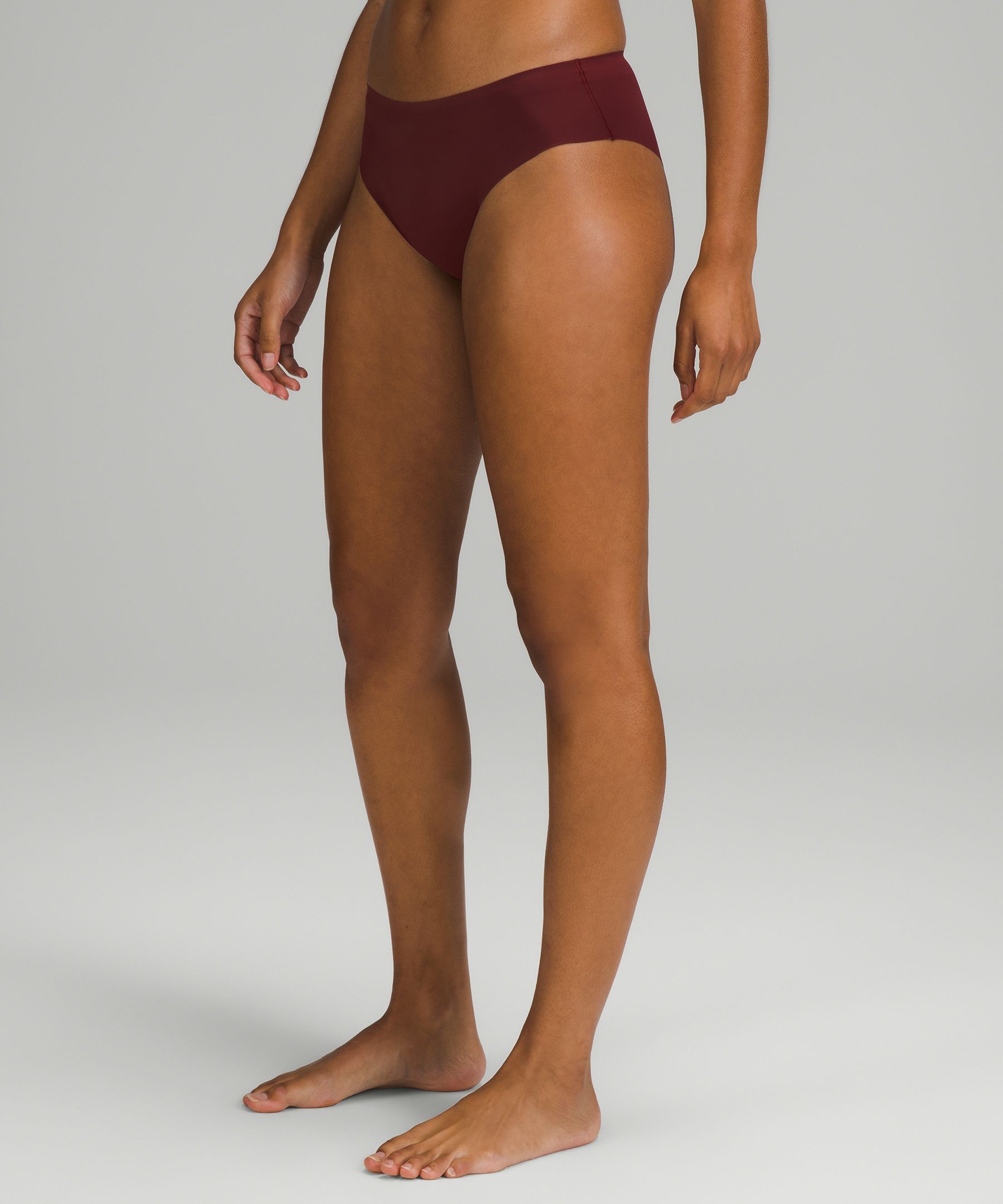 Lululemon Invisiwear Mid-rise Cheeky Bikini Underwear In Red Merlot