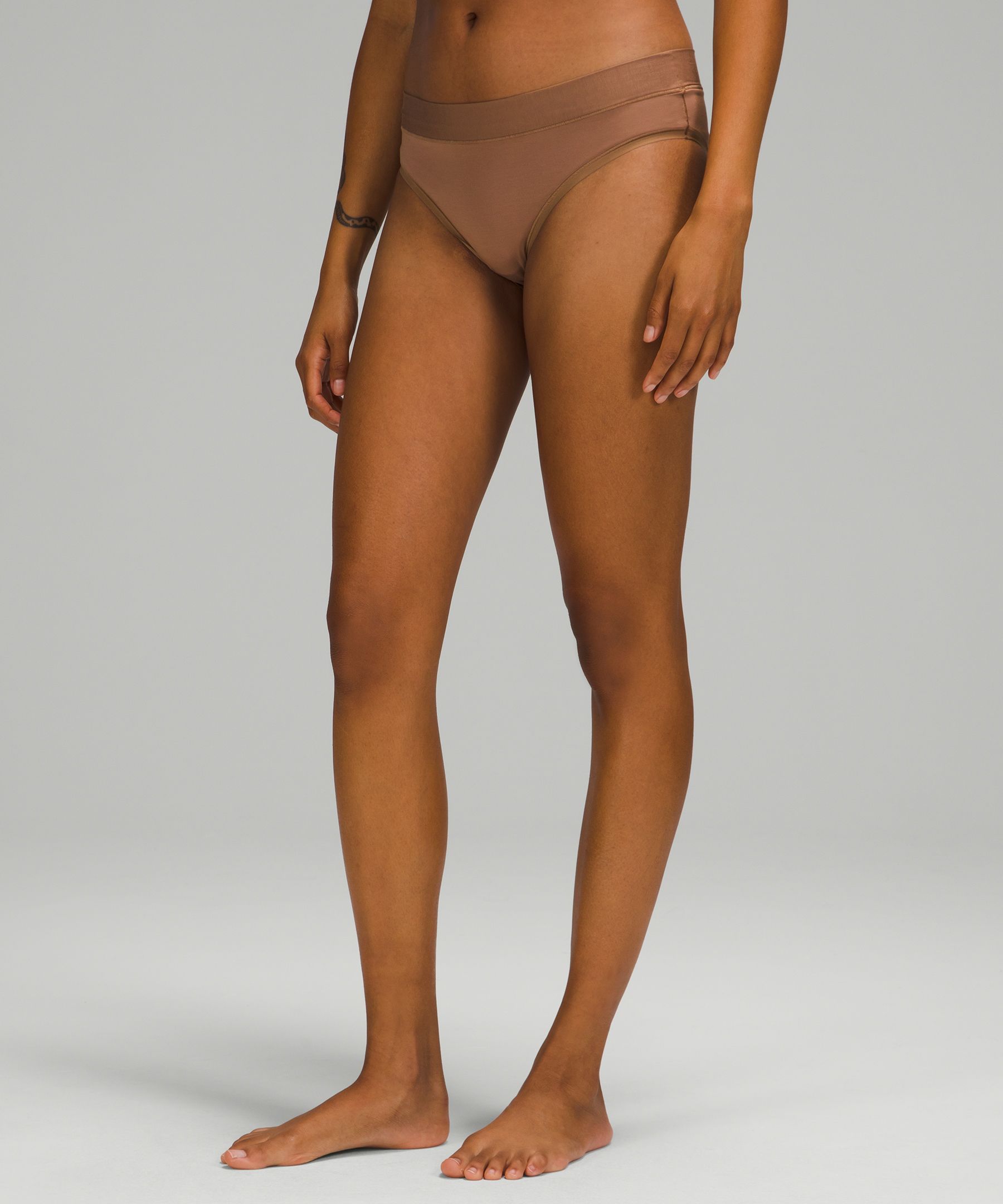 Lululemon Underease Mid-rise Cheeky Bikini Underwear In Dusty Bronze