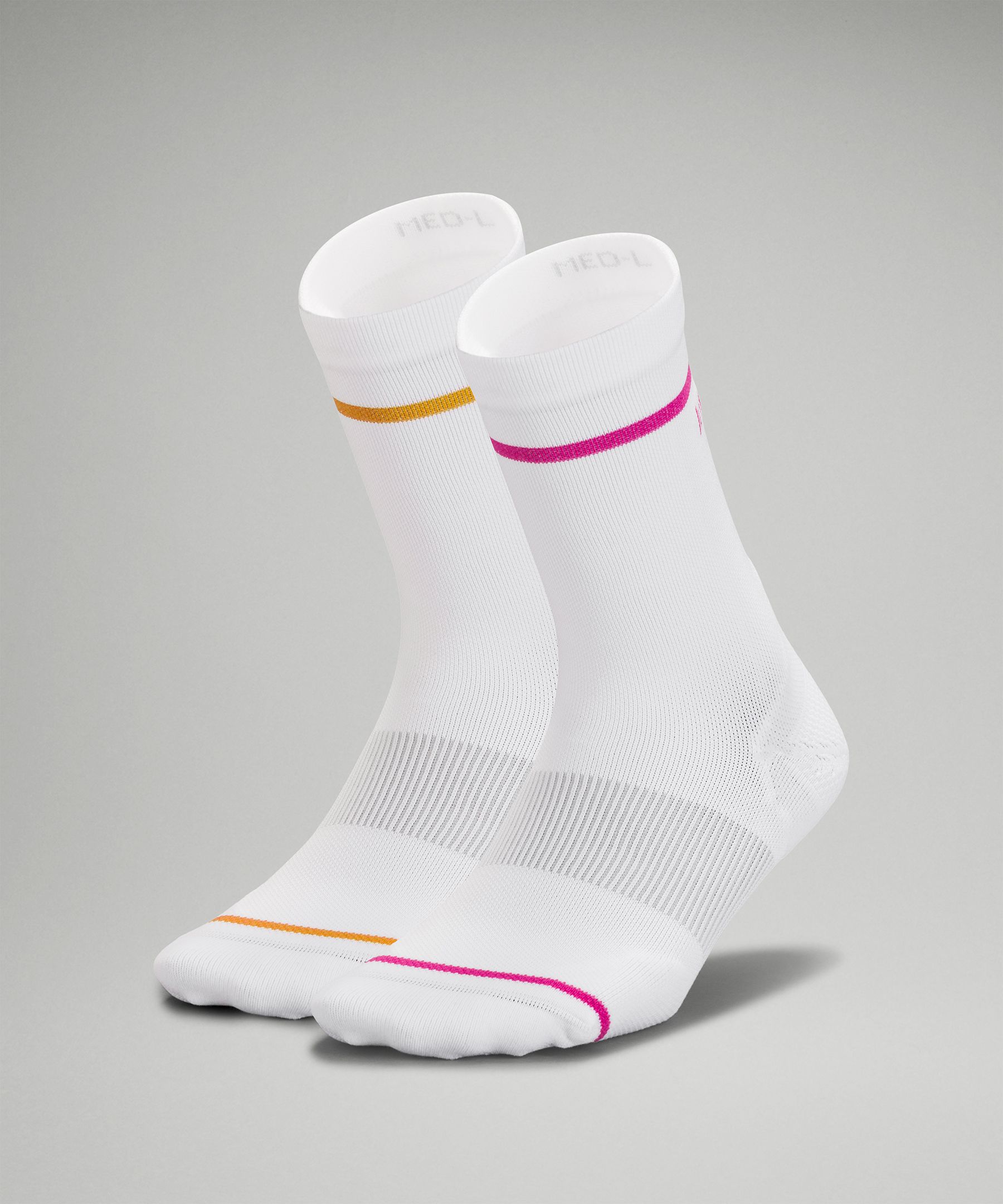 Lululemon Power Stride Crew Socks 2 Pack In White/clementine