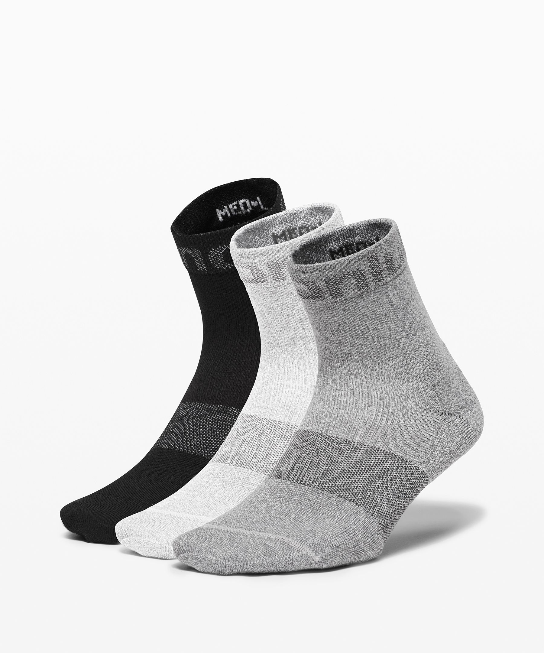 Lululemon Daily Stride Mid-crew Socks 3 Pack In Black/white/vapor