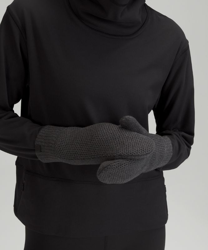 Fleece-Lined Knit Mittens