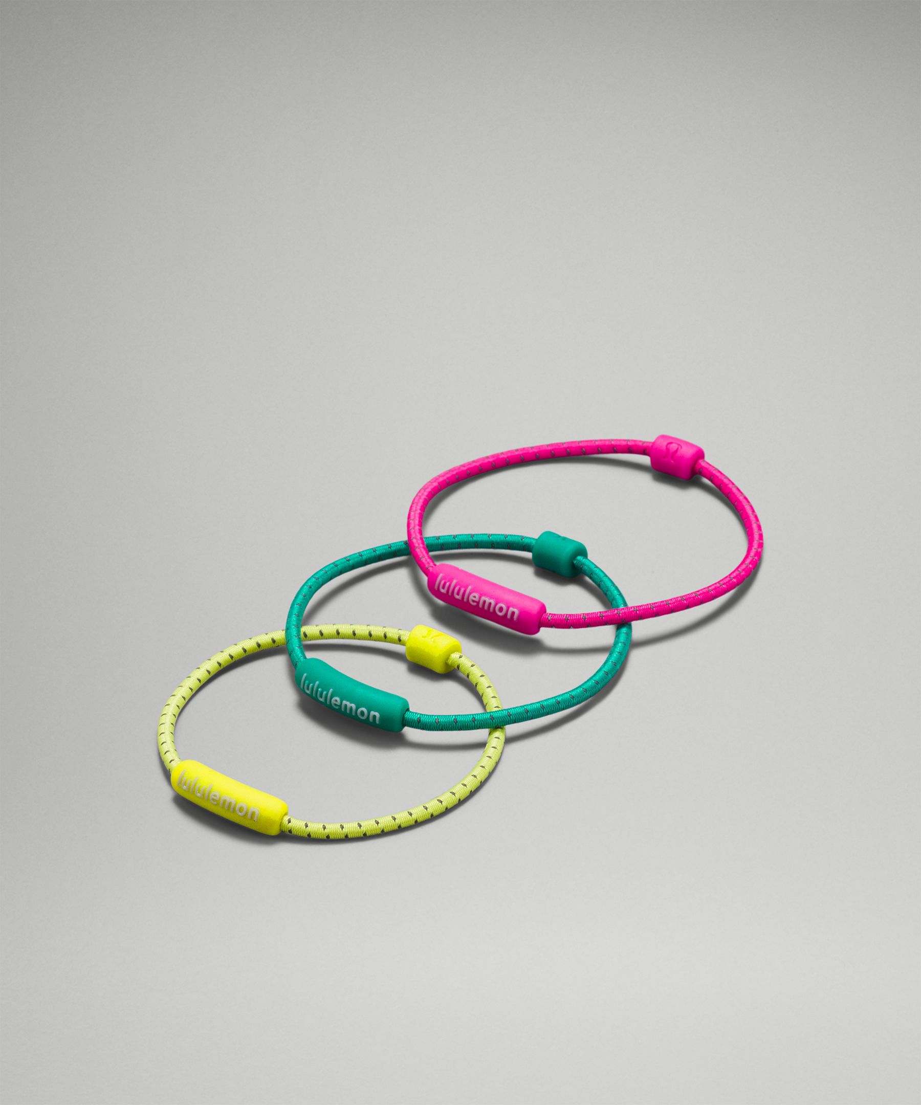 Lululemon Silicone Hair Ties 3 Pack In Yellow Serpentine/maldives Green/pow Pink