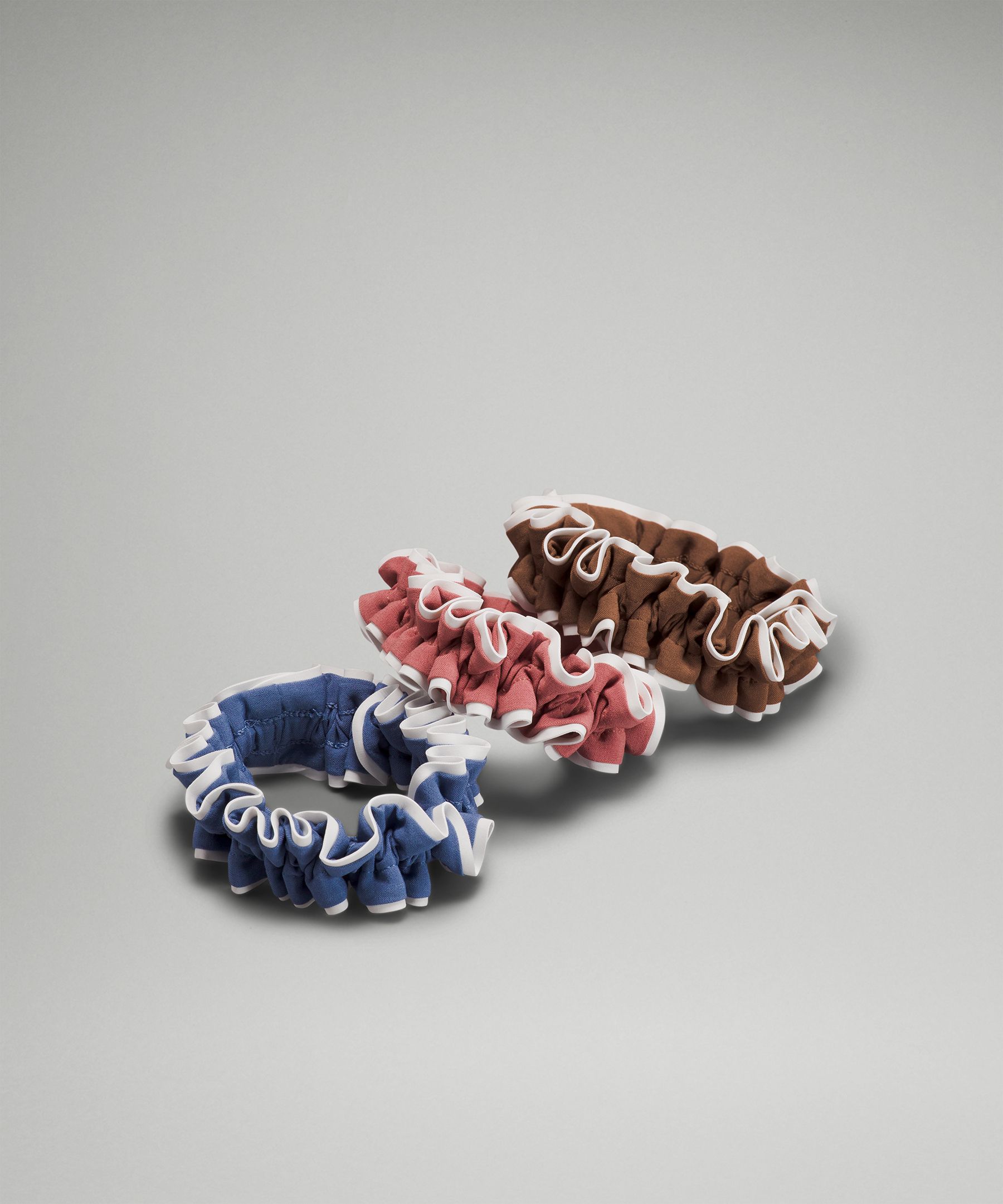 lululemon Women's Light Locks Skinny Scrunchie 3 Pack, Water Drop/Brier Rose/Roasted Brown Size One Size