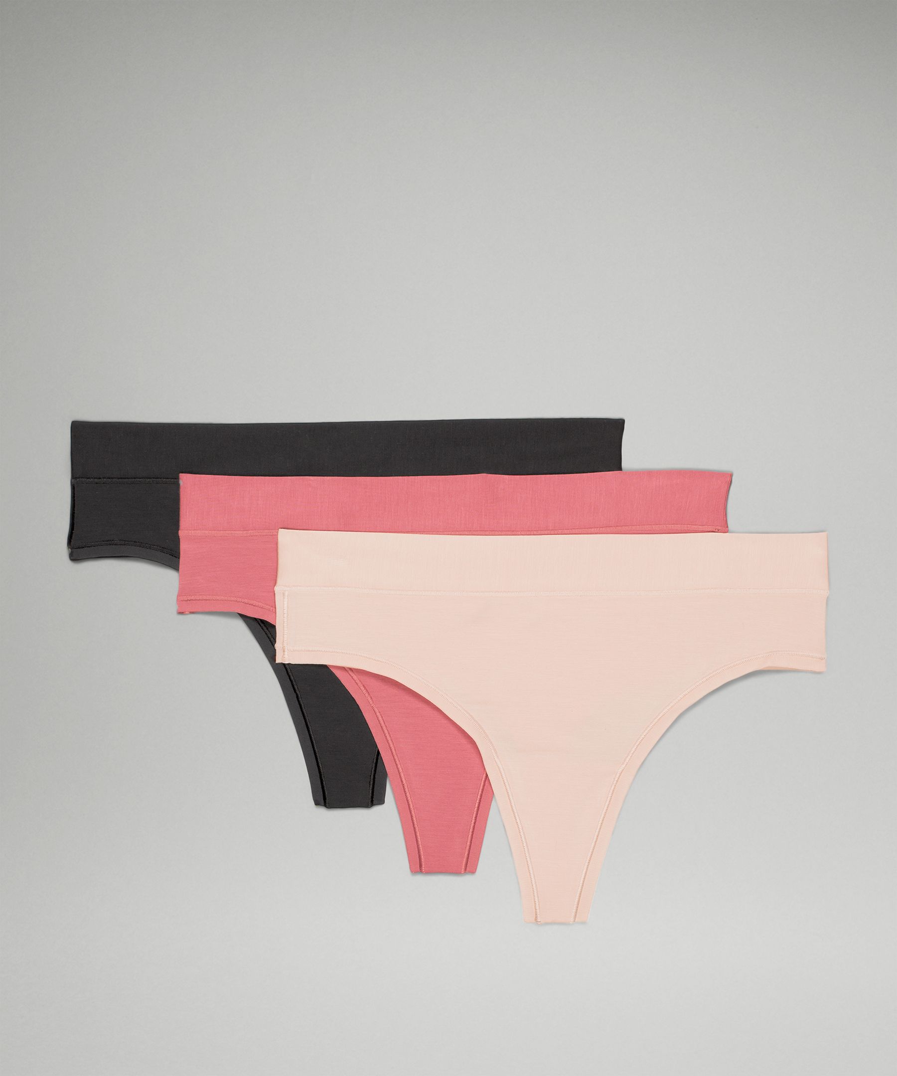 Lululemon Underease High-rise Thong Underwear 3 Pack In Black/misty Shell/brier Rose