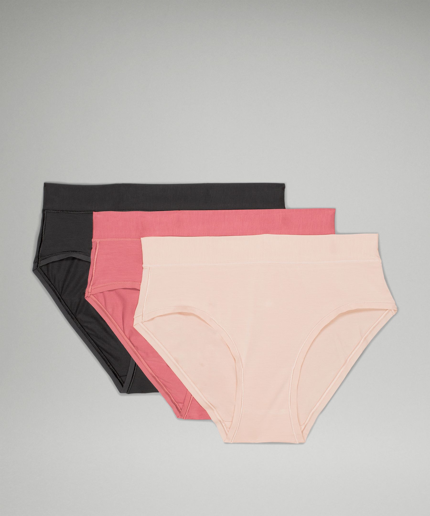 Lululemon Underease High-rise Bikini Underwear 3 Pack In Black/misty Shell/brier Rose