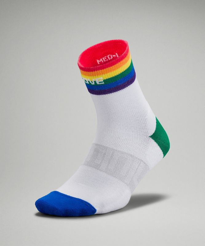 Women's Daily Stride Mid-Crew Sock Rainbow *Wordmark