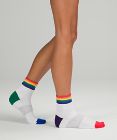 Women's Daily Stride Mid-Crew Sock Rainbow *Wordmark